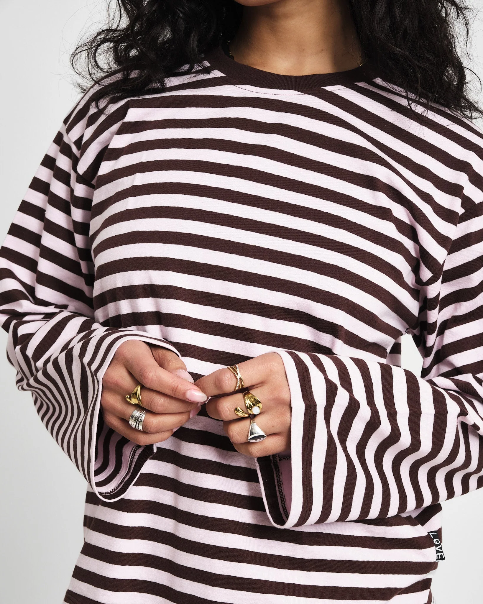 TILTIL Longsleeve Thin Striped Doka Tee Brown Pink - Image 5