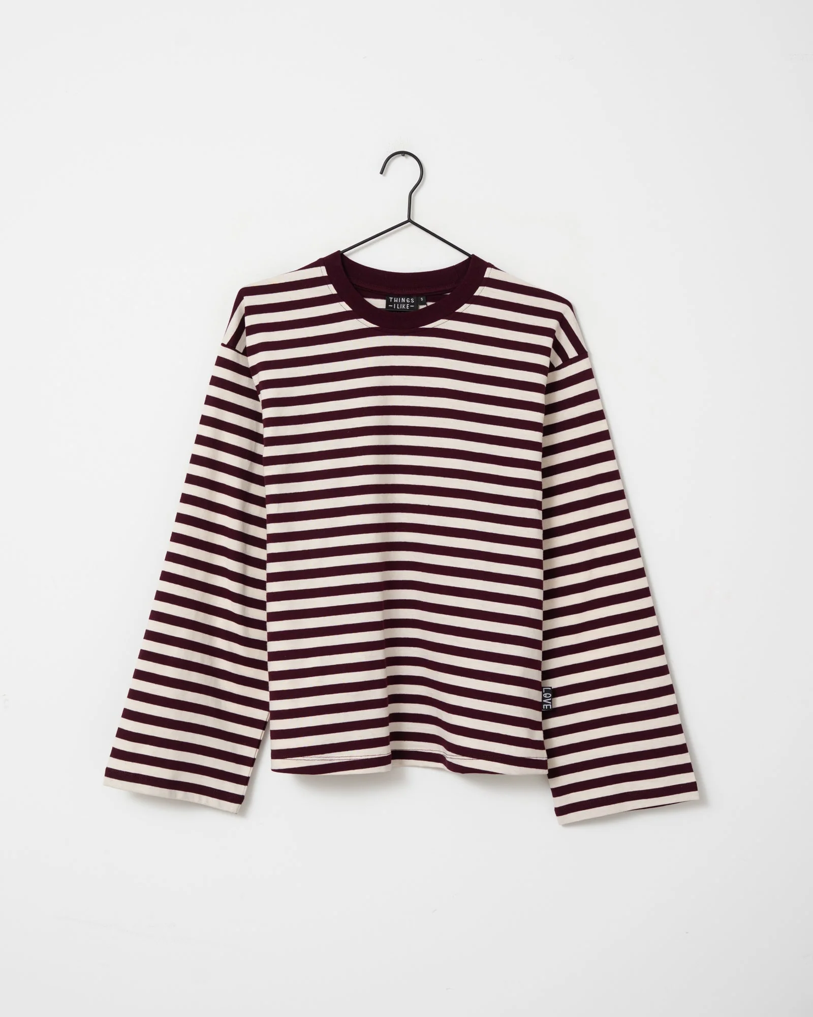 TILTIL Longsleeve Thin Striped Doka Tee Dark Burgundy - Image 8
