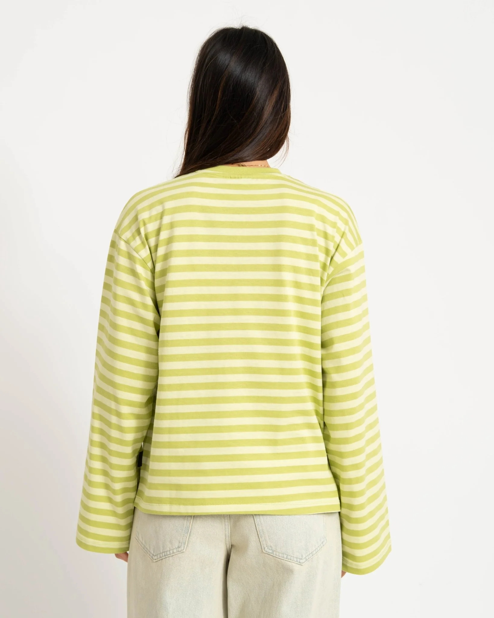 TILTIL Longsleeve Thin Striped Doka Tee Matcha Green - Image 6