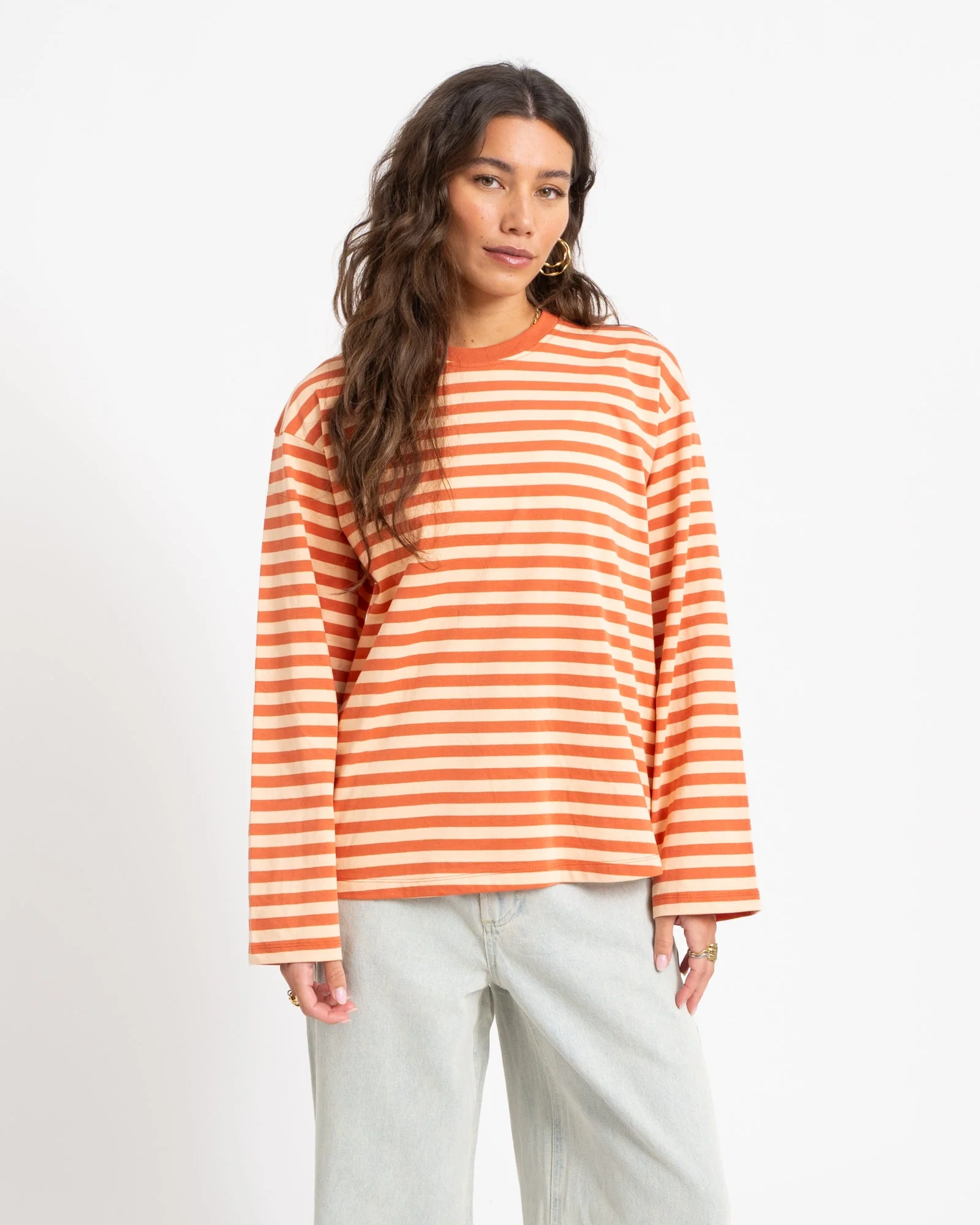 TILTIL Longsleeve Thin Striped Doka Tee Orange - Image 3