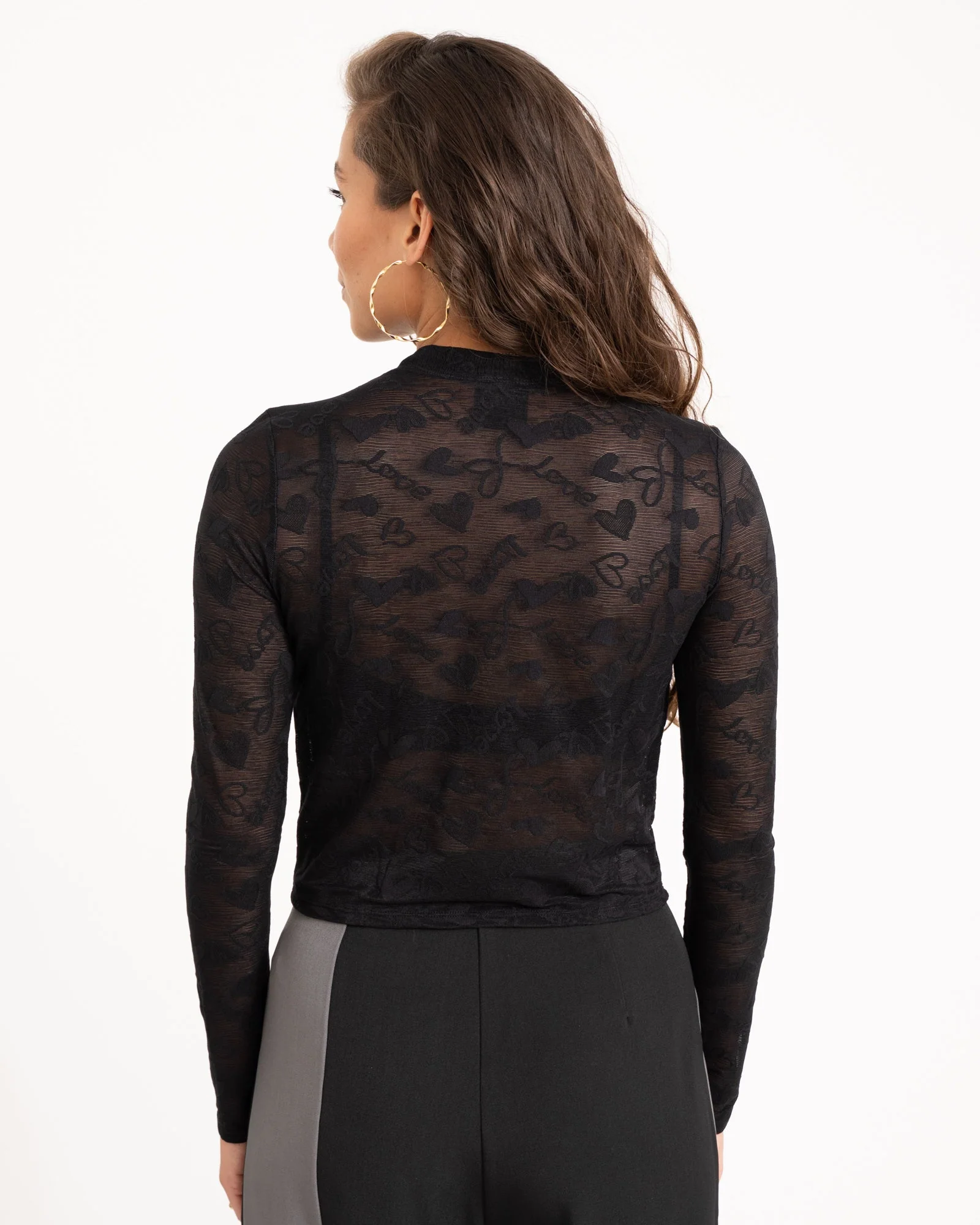 TILTIL Loui LOVE Print Top Black - Image 5