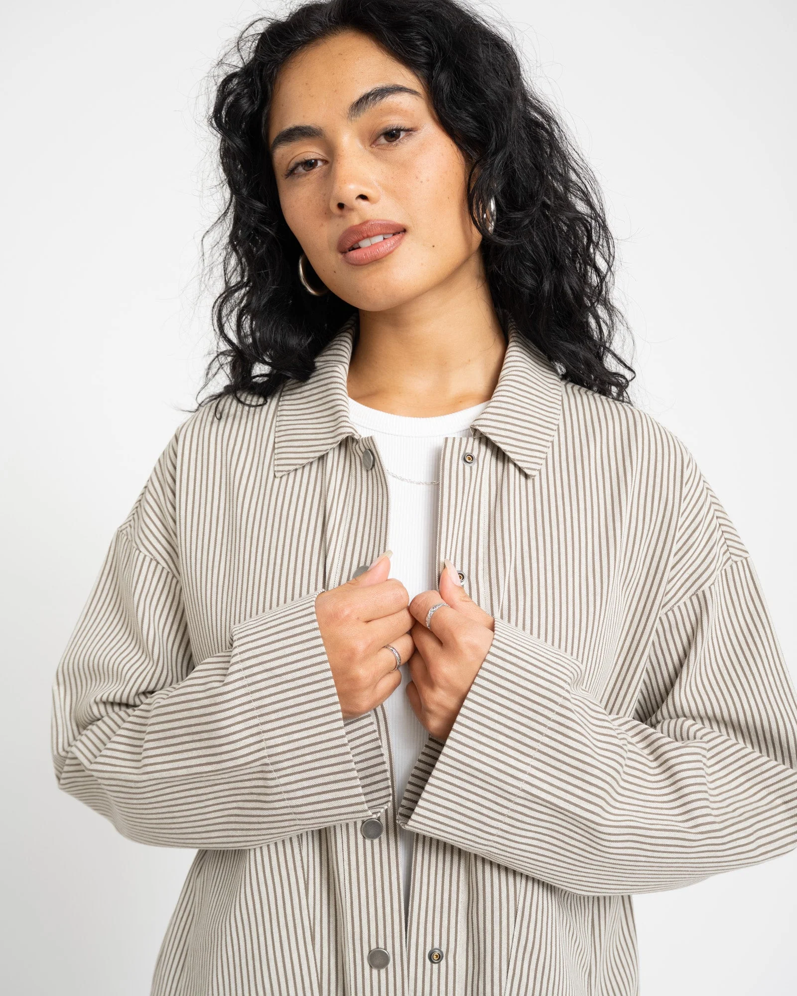 TILTIL Lucy Striped Shacket Green