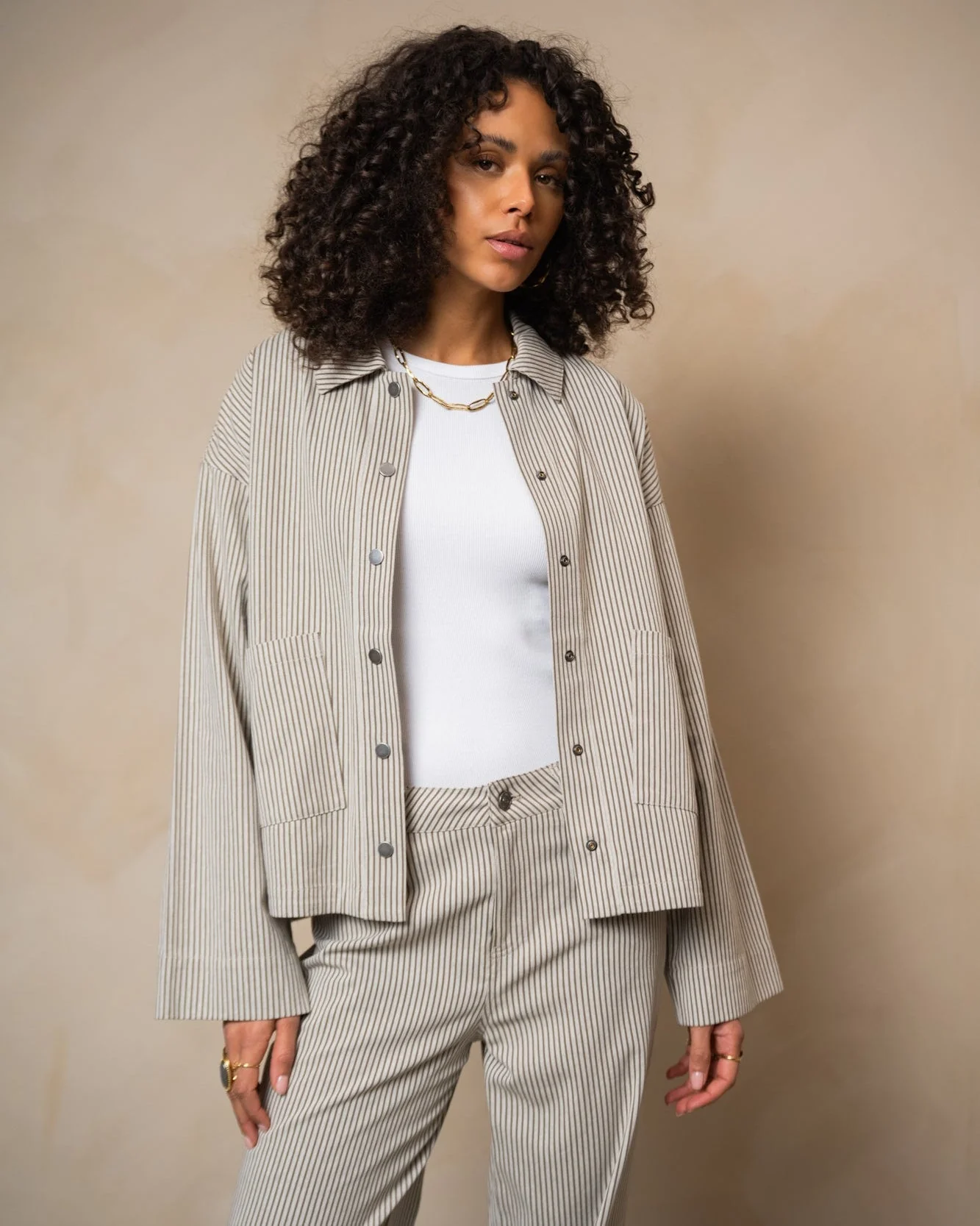 TILTIL Lucy Striped Shacket Green - Image 2