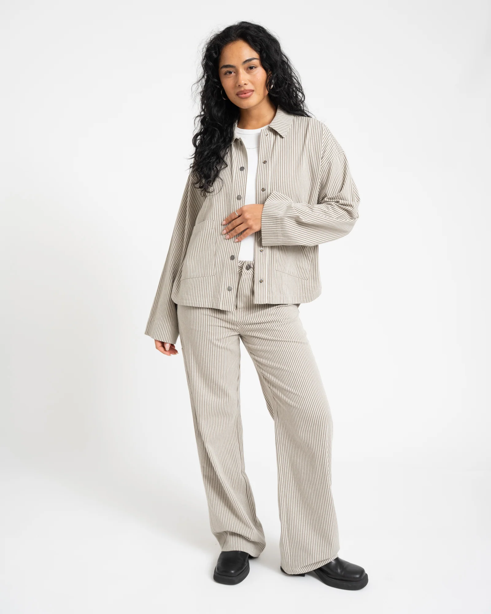 TILTIL Lucy Striped Shacket Green - Image 3