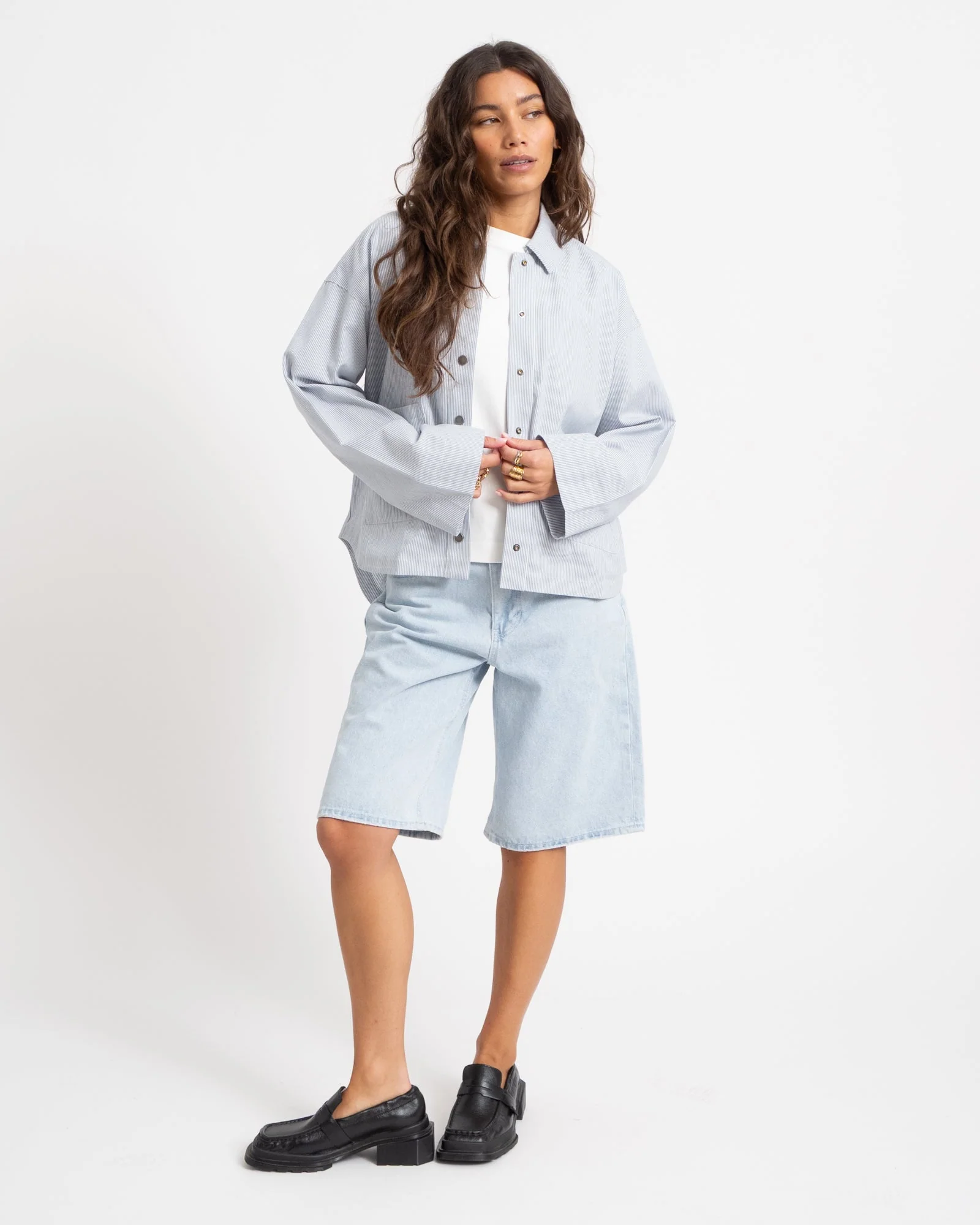 TILTIL Lucy Striped Shacket Lightblue