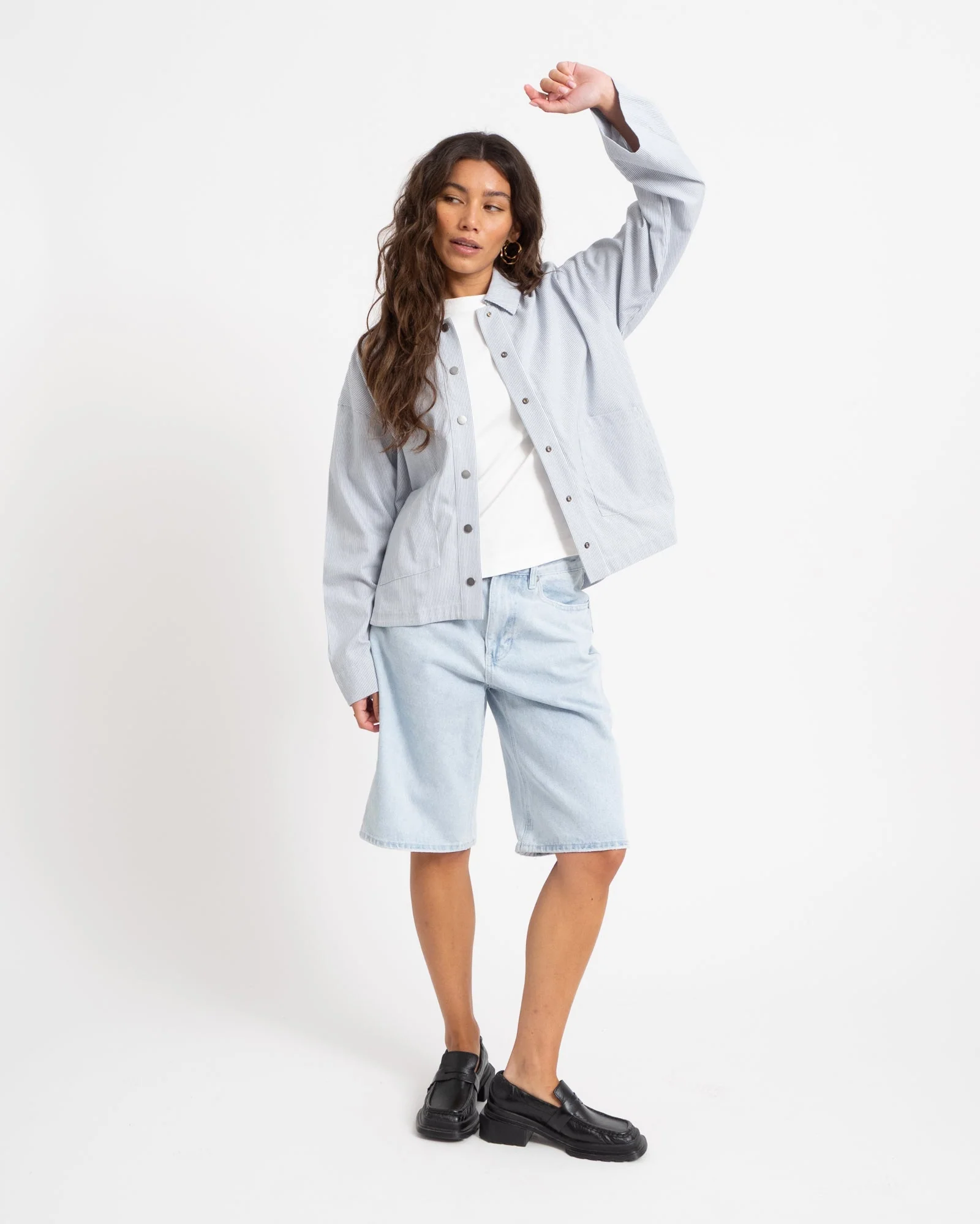 TILTIL Lucy Striped Shacket Lightblue - Image 2