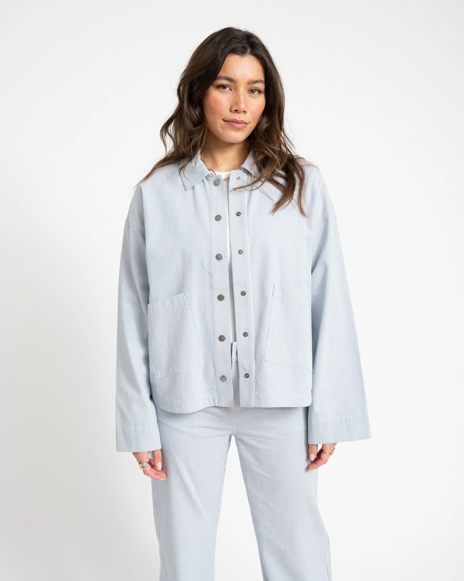 TILTIL Lucy Striped Shacket Lightblue - Image 5