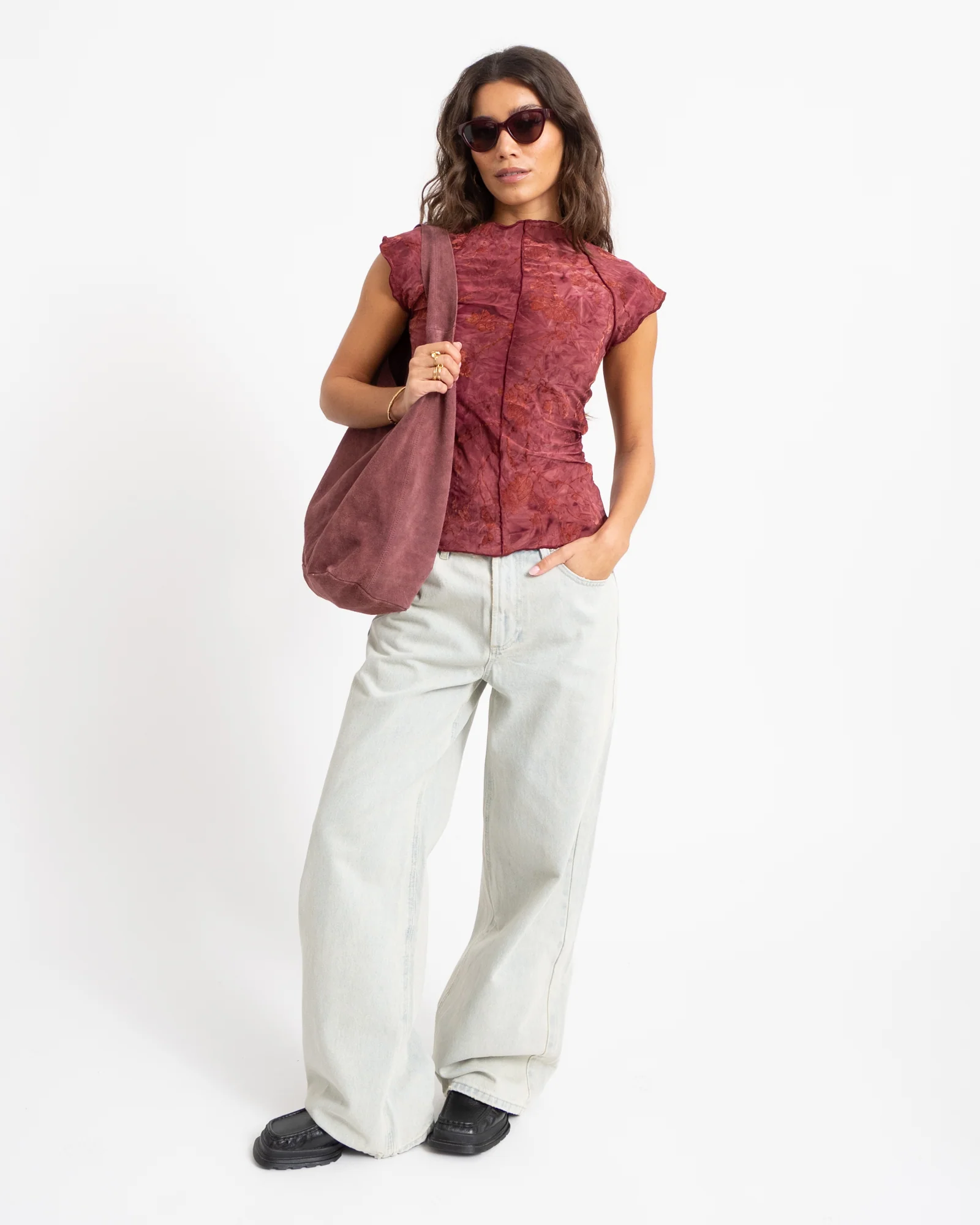 TILTIL Luna Hibiscus Shortsleeve Dark Pink - Image 3