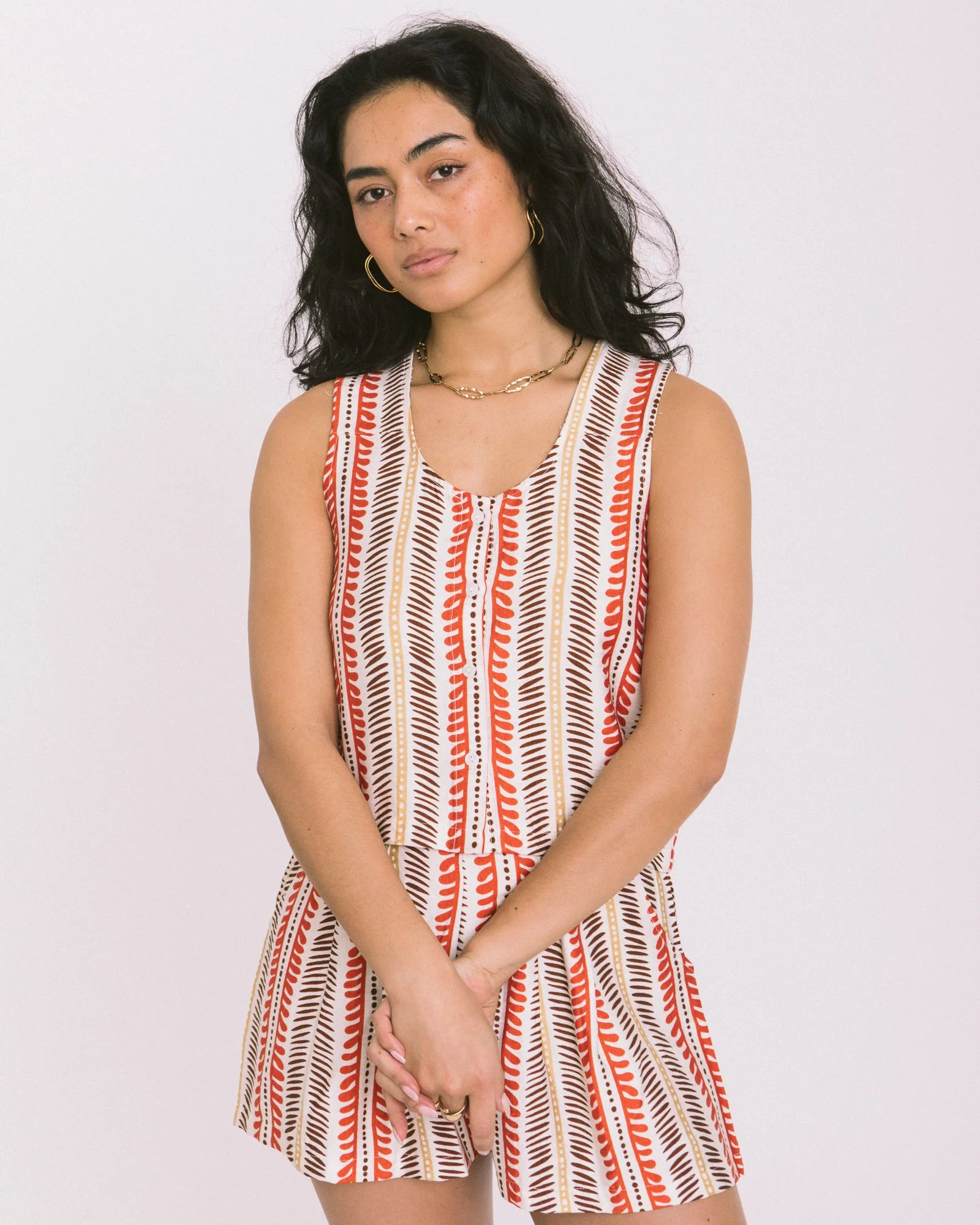 TILTIL Lyke Top Off-white Orange Print - Image 2