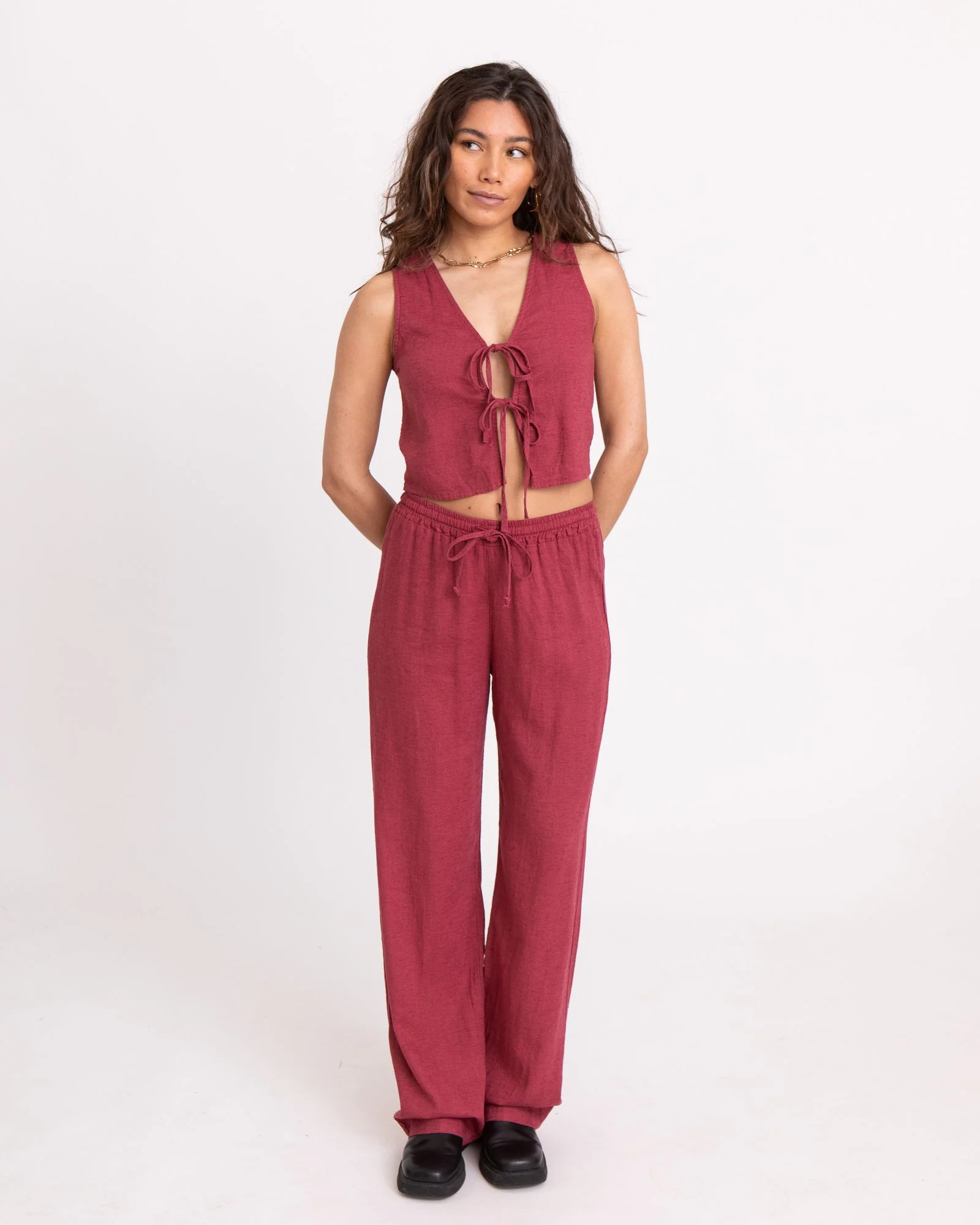 TILTIL Mailey Linen Pants Burgundy