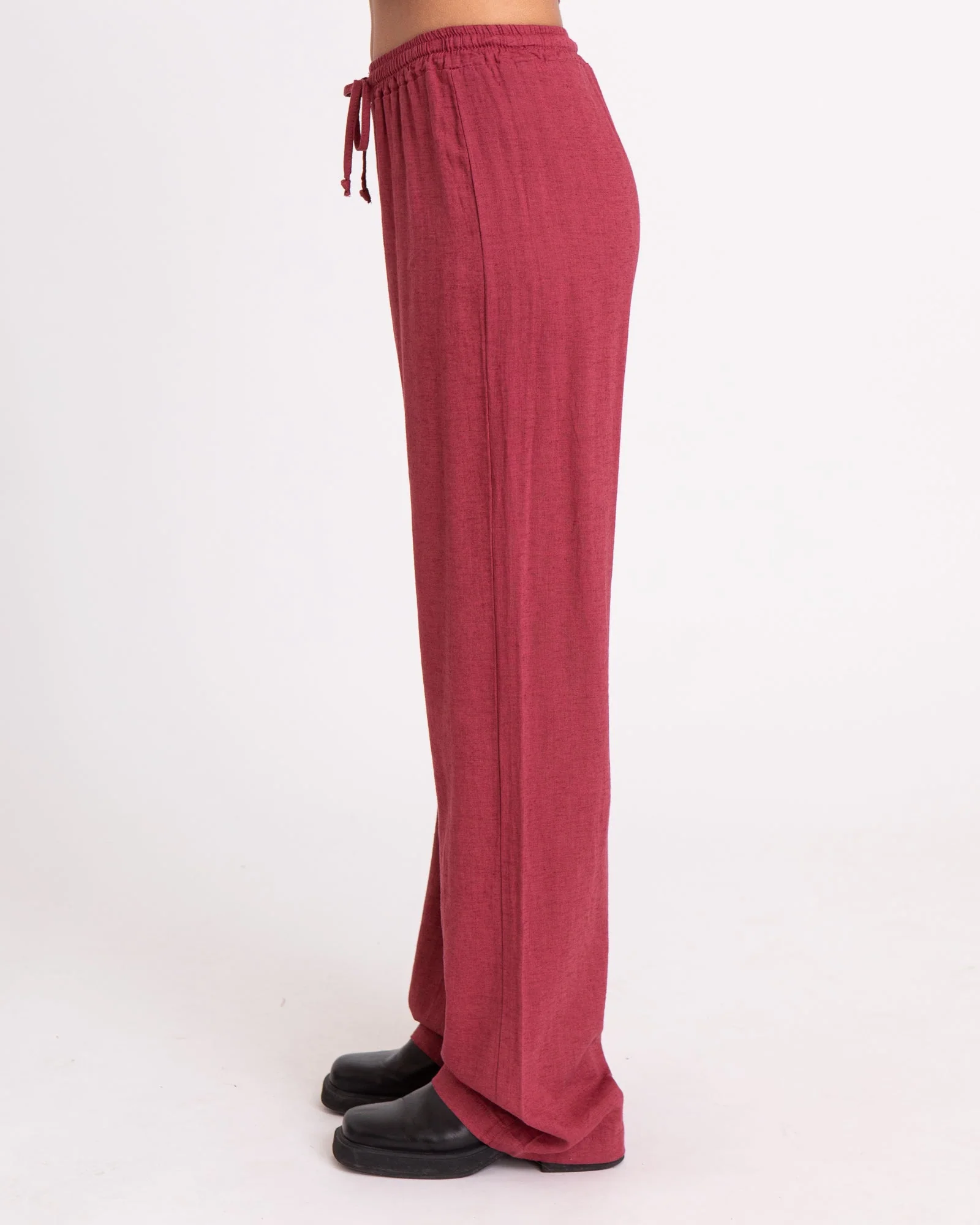 TILTIL Mailey Linen Pants Burgundy - Image 3