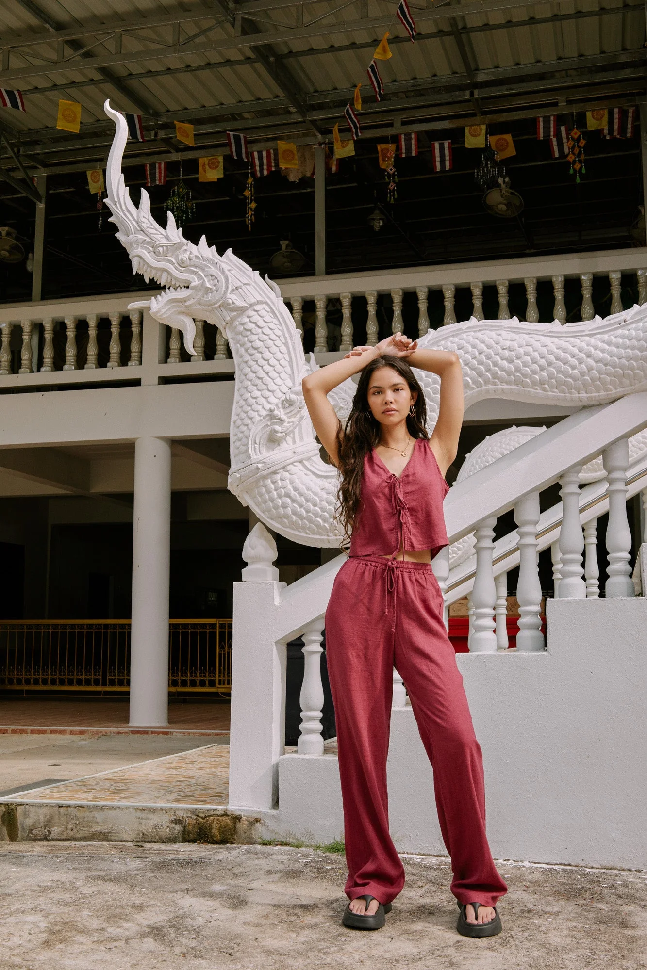 TILTIL Mailey Linen Pants Burgundy - Image 7