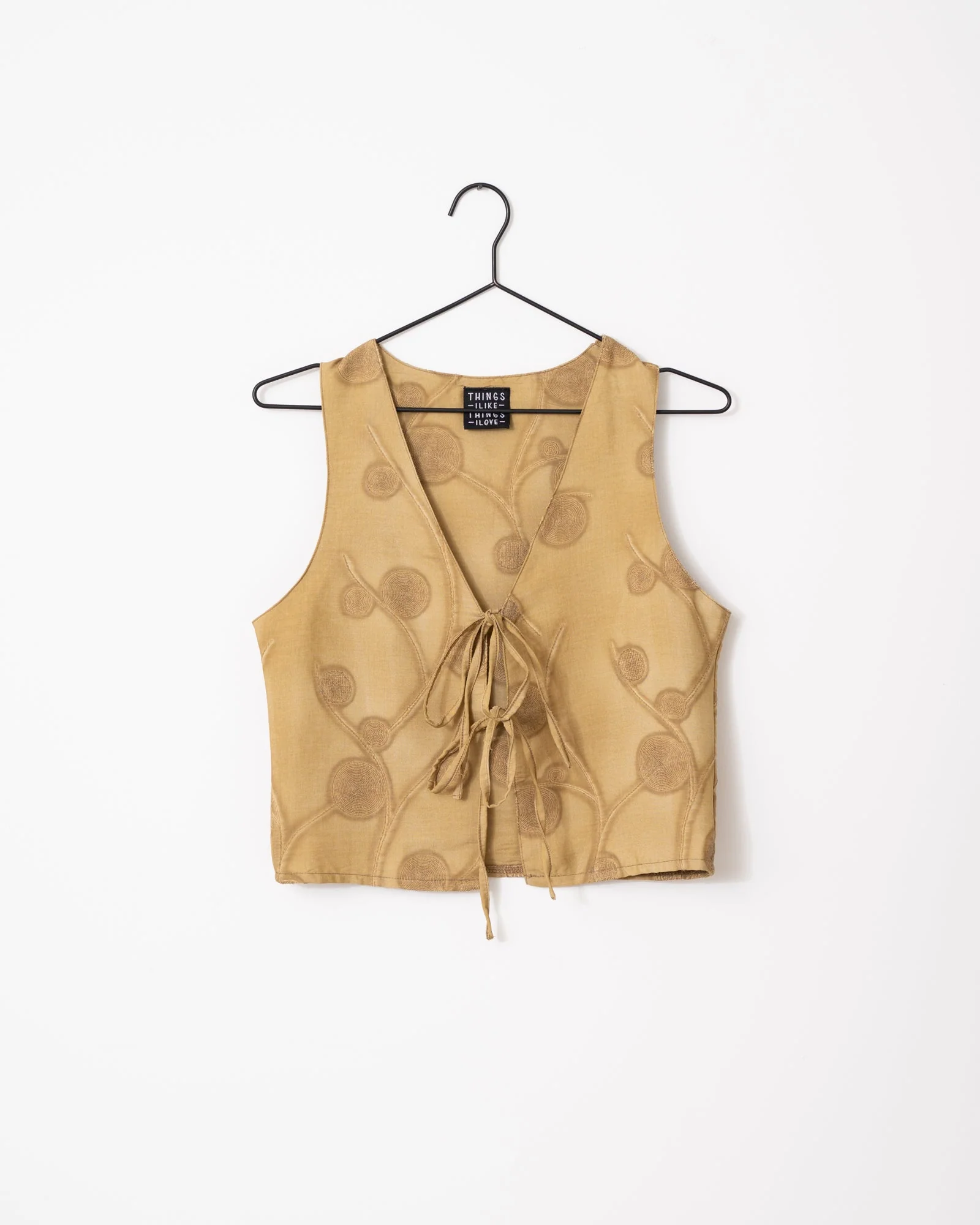 TILTIL Malu Gilet Top Mustard Embroidery Print - Image 5