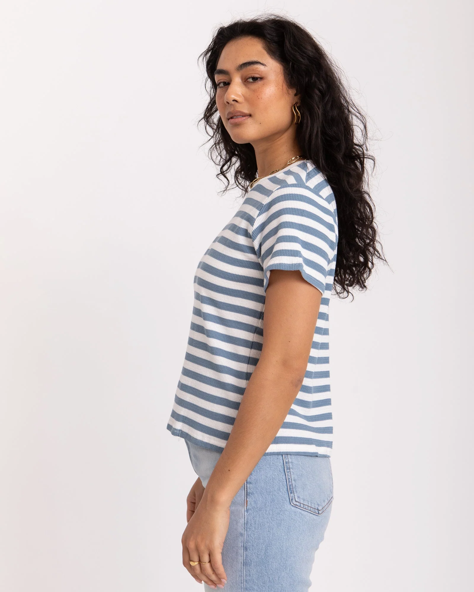 TILTIL Many Stripe Knit Ice Blue Beige - Image 3