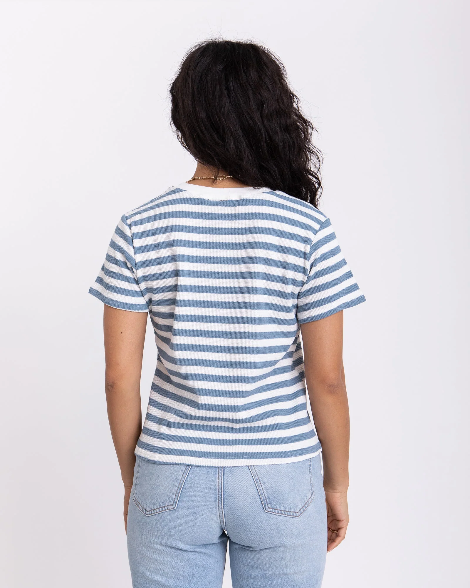 TILTIL Many Stripe Knit Ice Blue Beige - Image 4