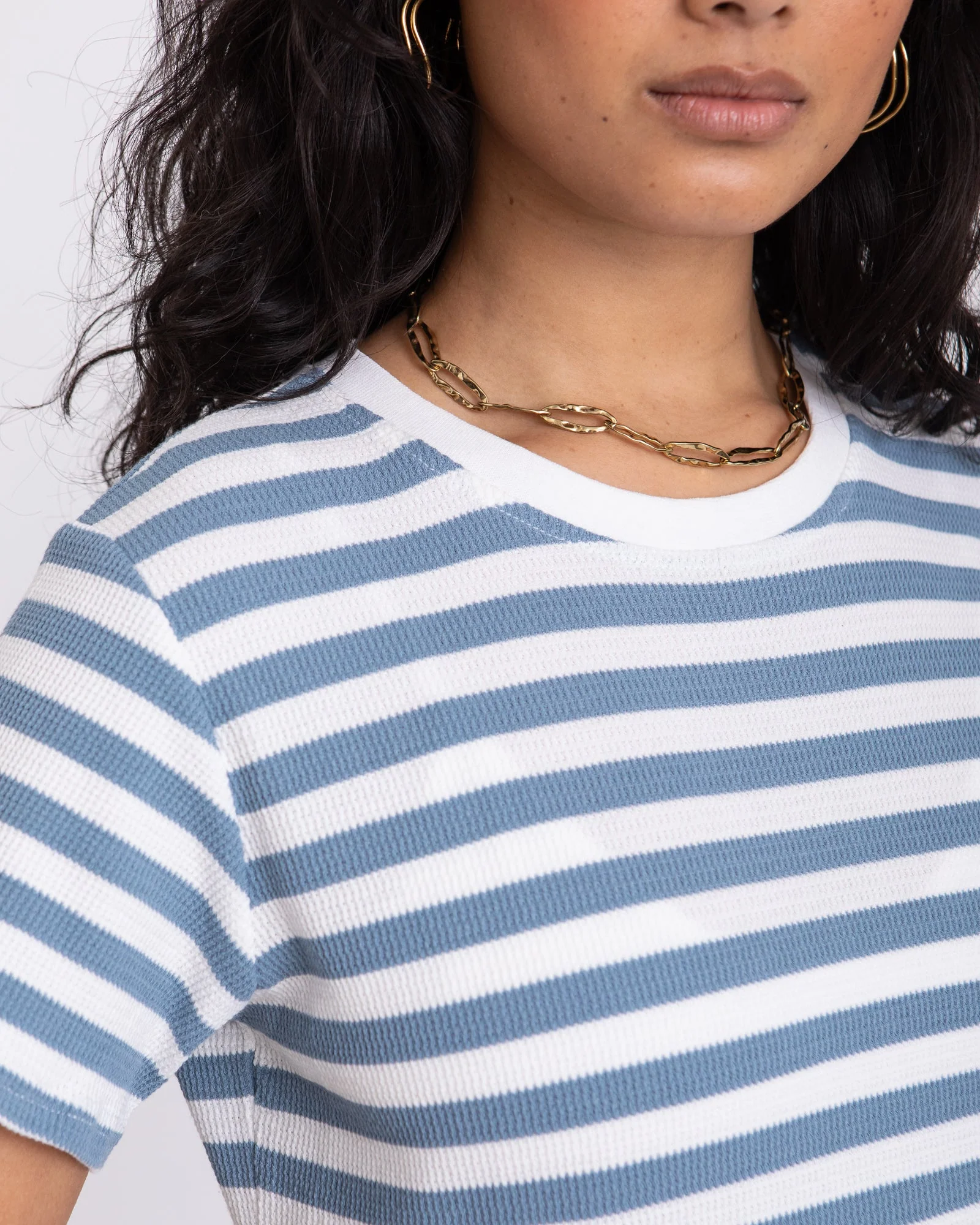 TILTIL Many Stripe Knit Ice Blue Beige - Image 5