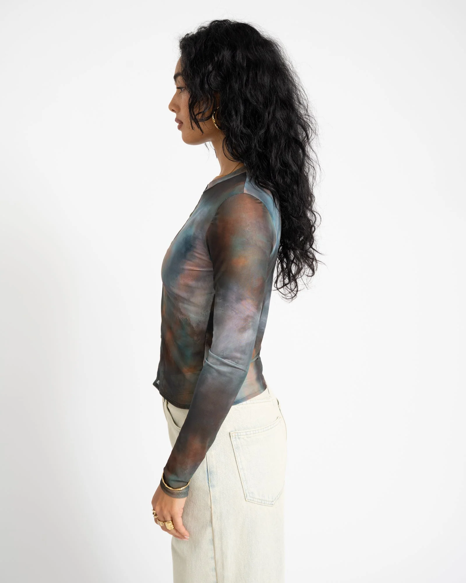TILTIL Mesh Buttoned Longsleeve mix green - Image 6