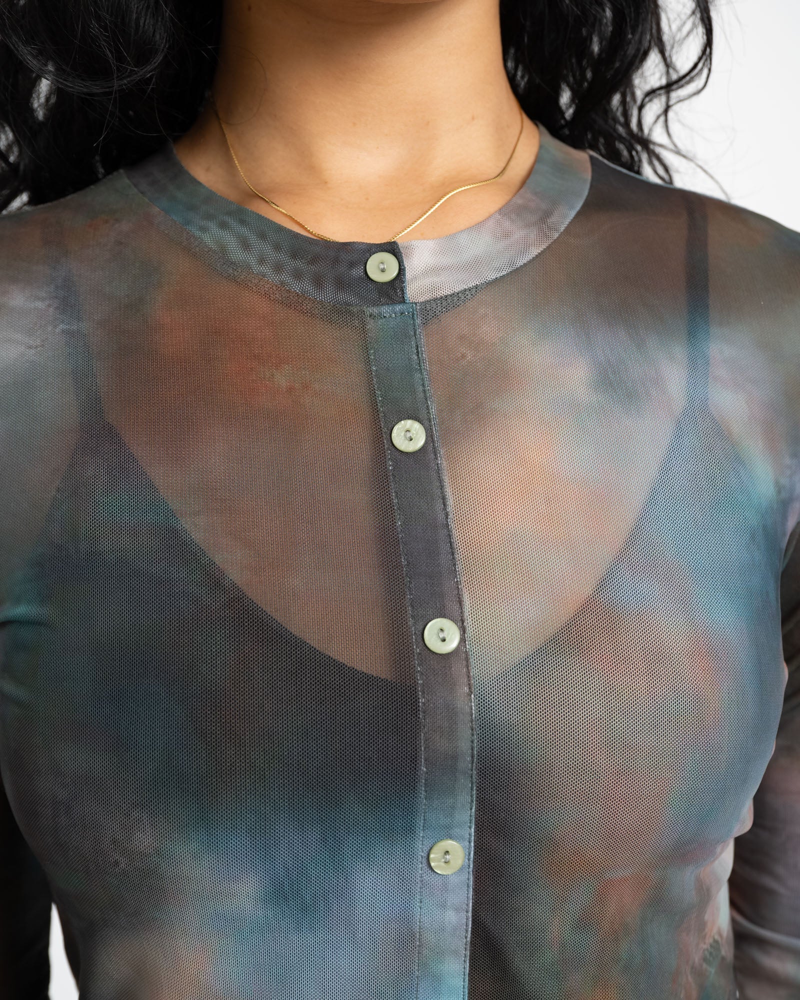 TILTIL Mesh Buttoned Longsleeve mix green - Image 8