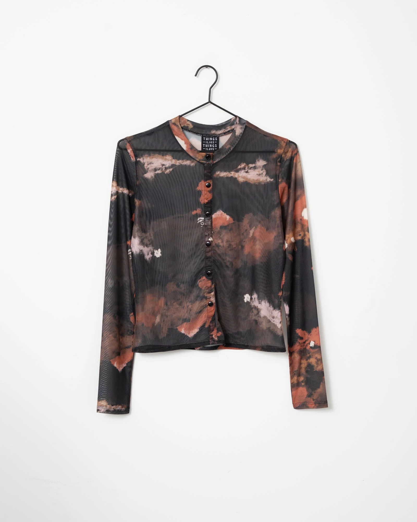 TILTIL Mesh Buttoned Longsleeve Black/Orange - Image 6