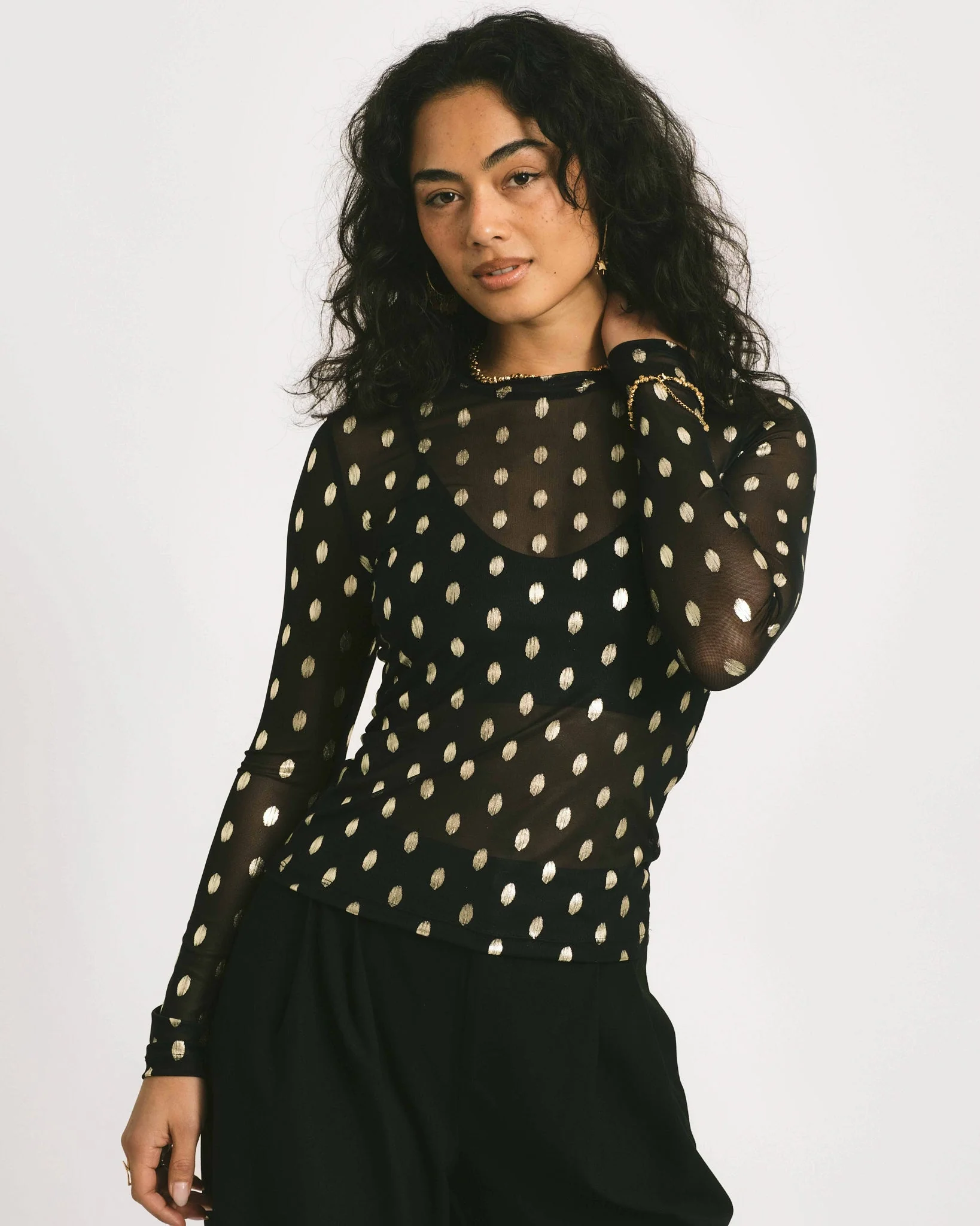 TILTIL Mesh Longsleeve Dotted Gold