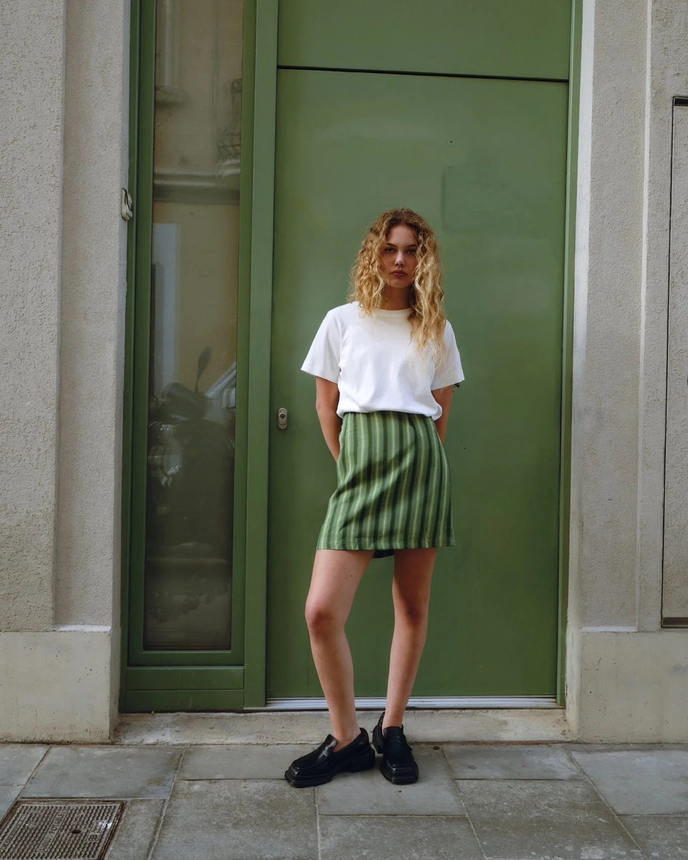 TILTIL Meya Striped Skirt Green