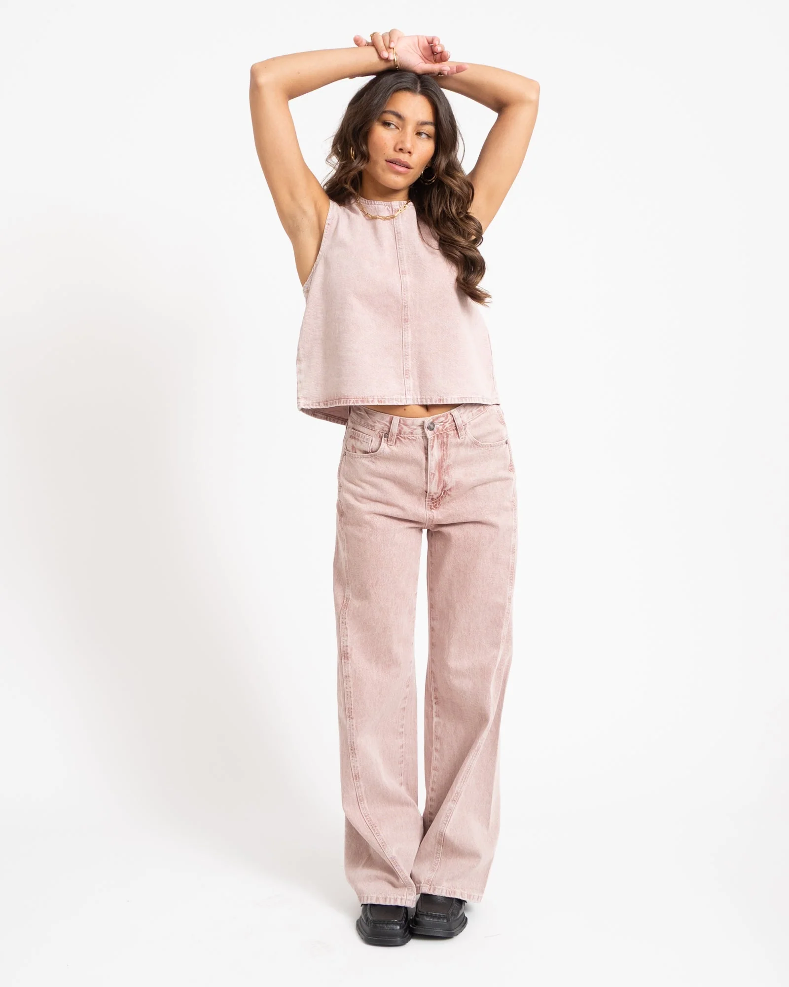 TILTIL Missy HR Relaxed Seam Jeans Pink - Image 3