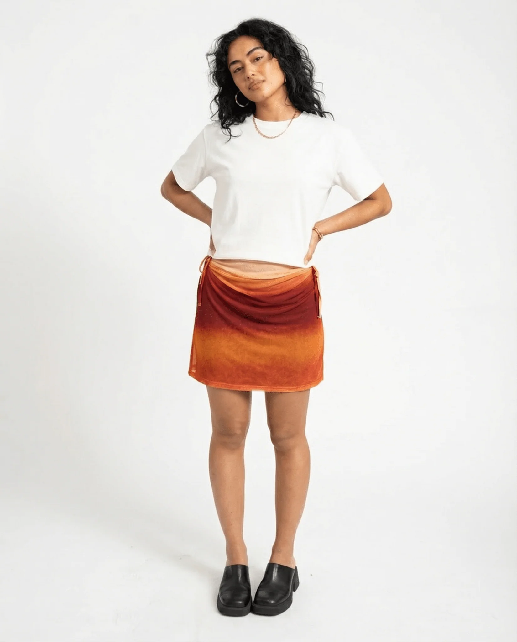 TILTIL Moby Mesh Skirt Orange
