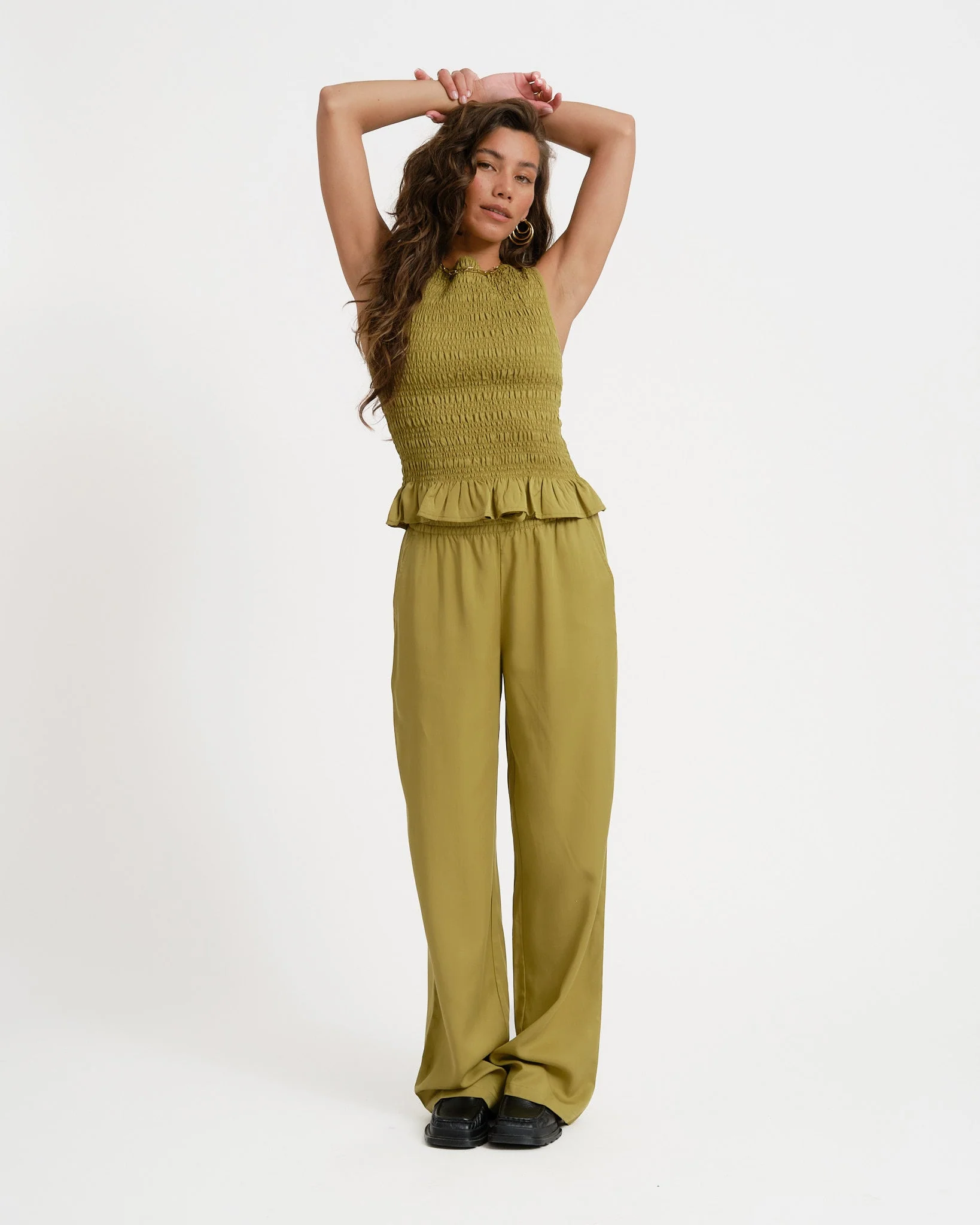 TILTIL Moni Pants Tencel Moss Green - Image 2