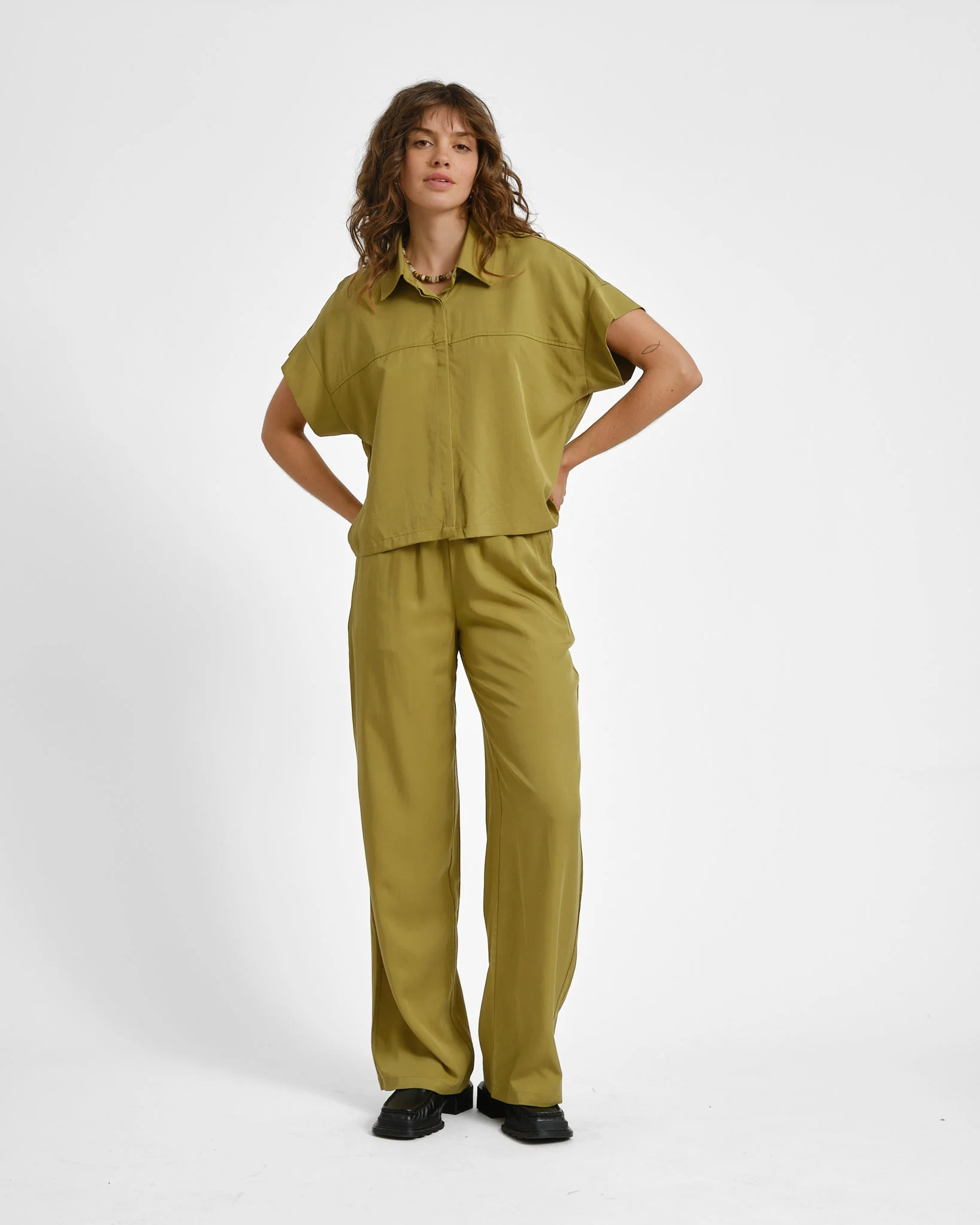 TILTIL Moni Pants Tencel Moss Green - Image 5