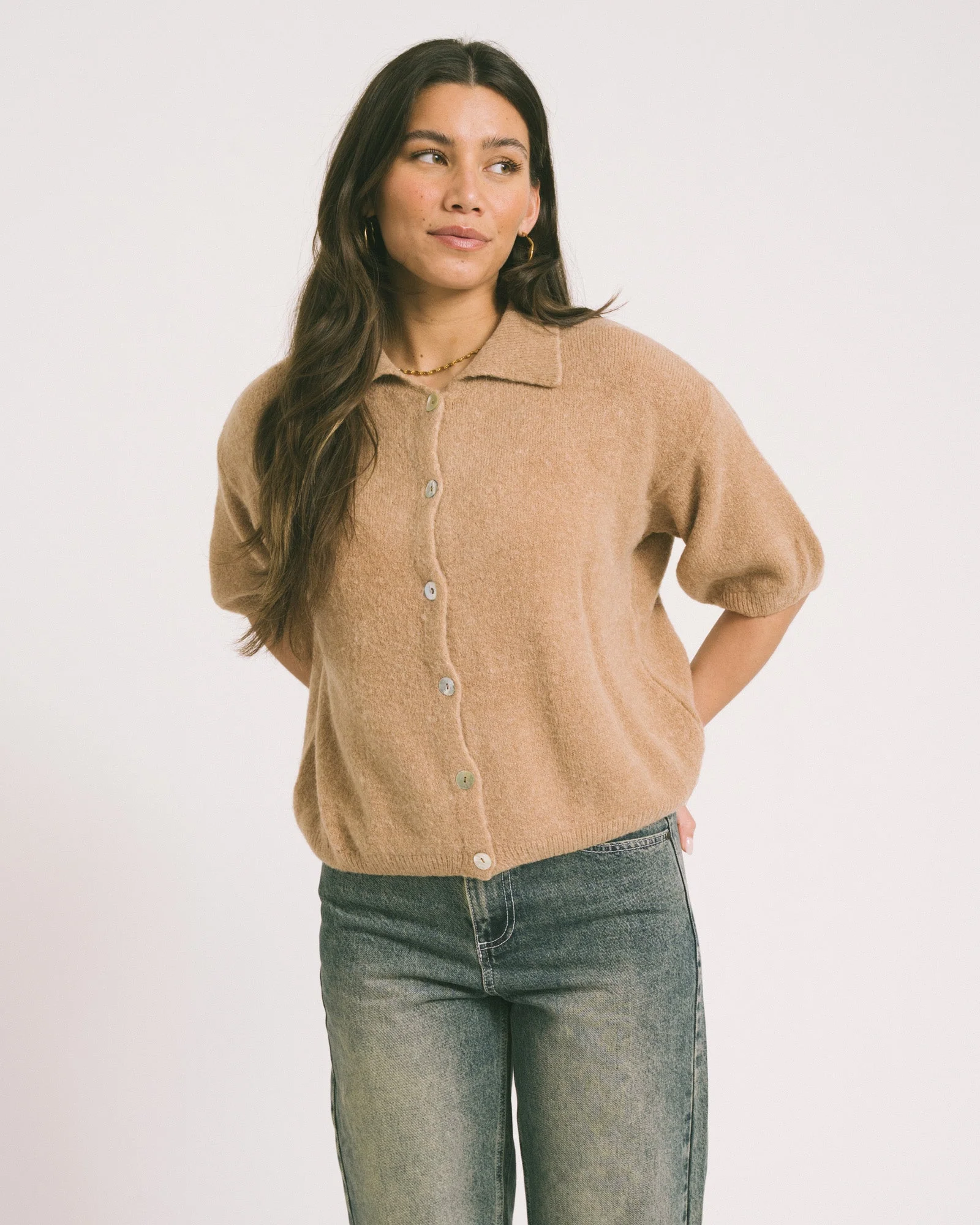 TILTIL Moun Polo Knit Cognac One Size - Image 2