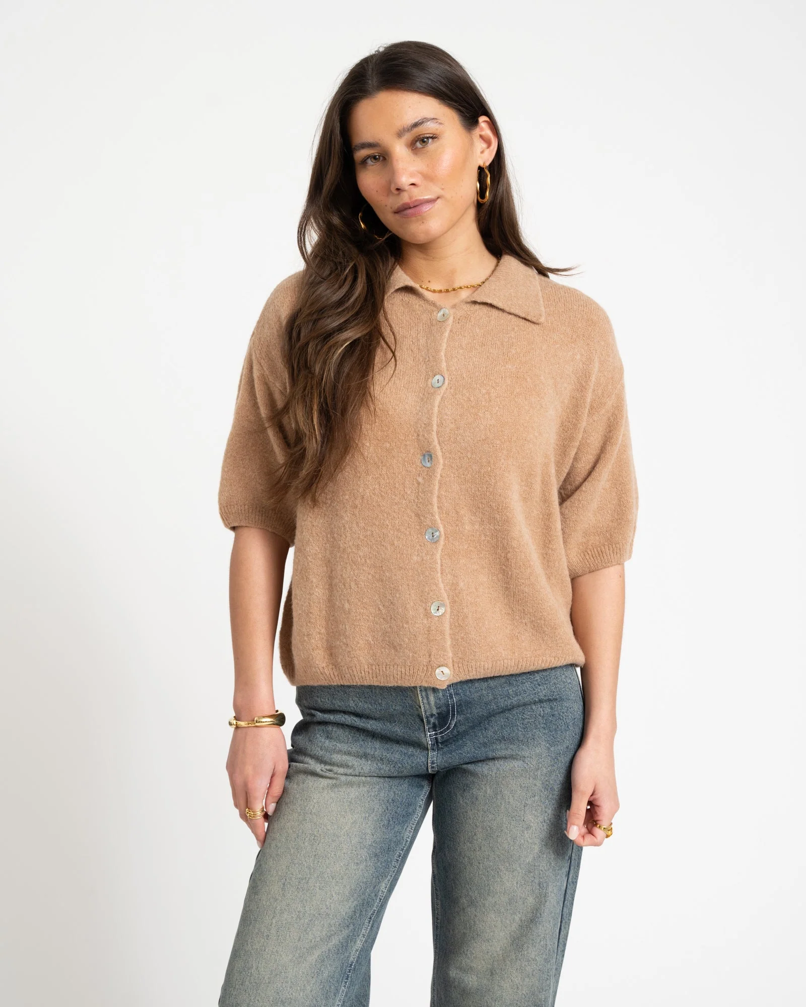 TILTIL Moun Polo Knit Cognac One Size - Image 3