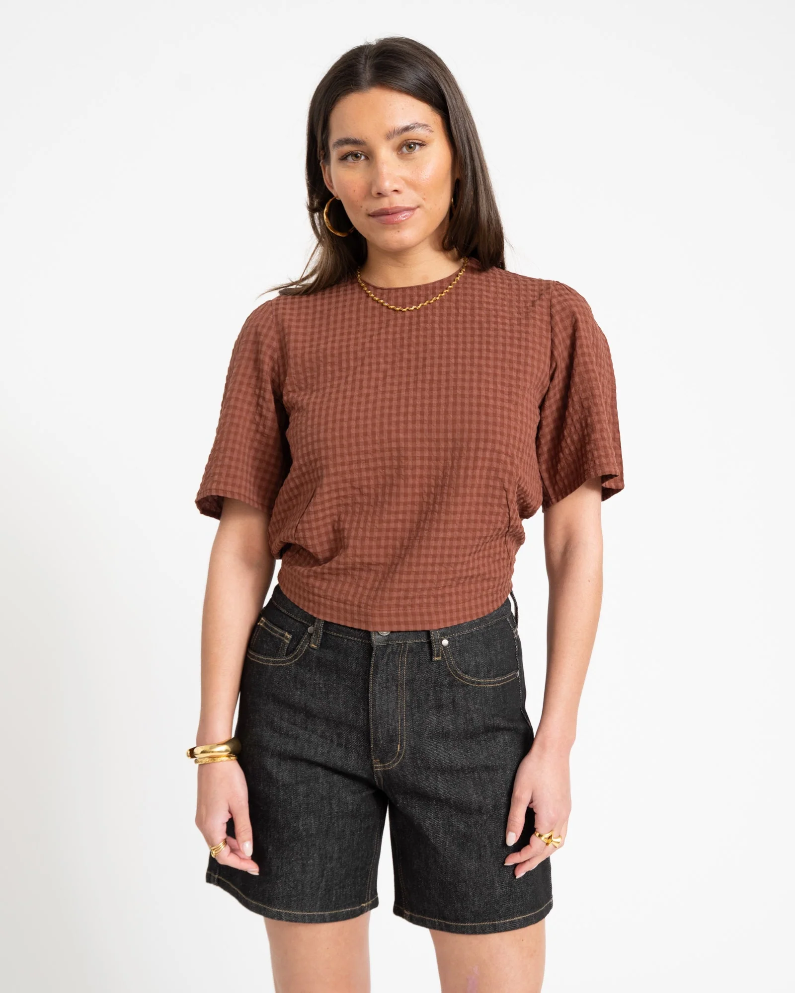 TILTIL Oi-Vi Shortsleeve Blouse Brown - Image 5