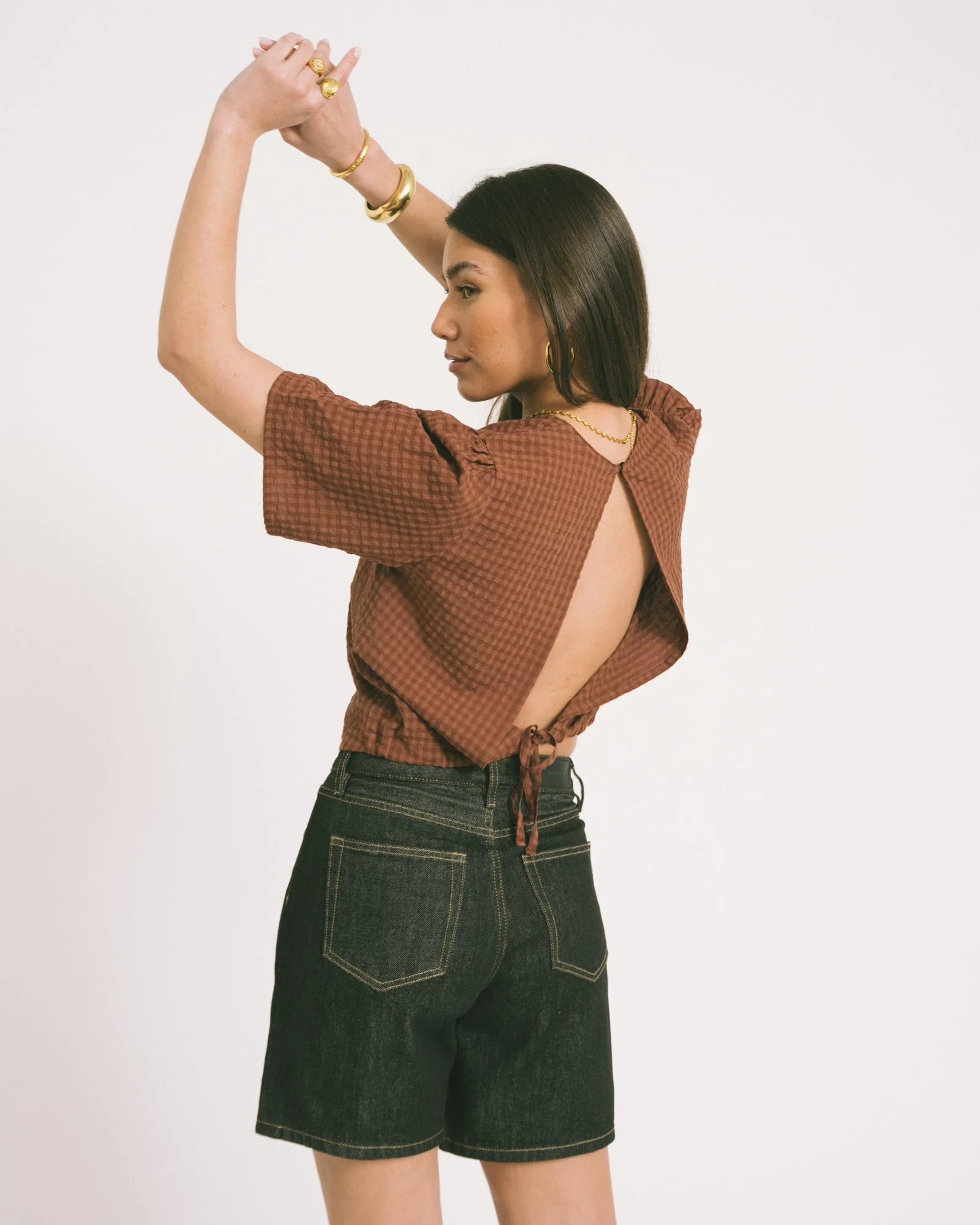 TILTIL Oi-Vi Shortsleeve Blouse Brown - Image 7