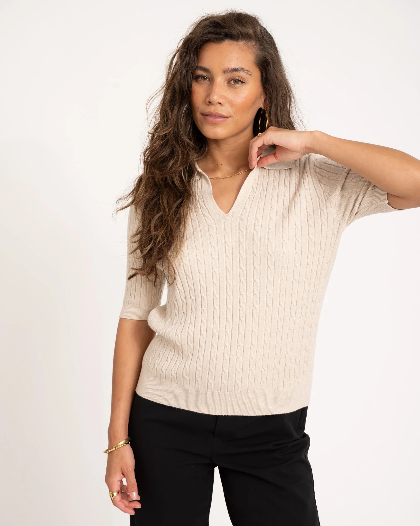 TILTIL Pelle Polo Knit Beige One Size
