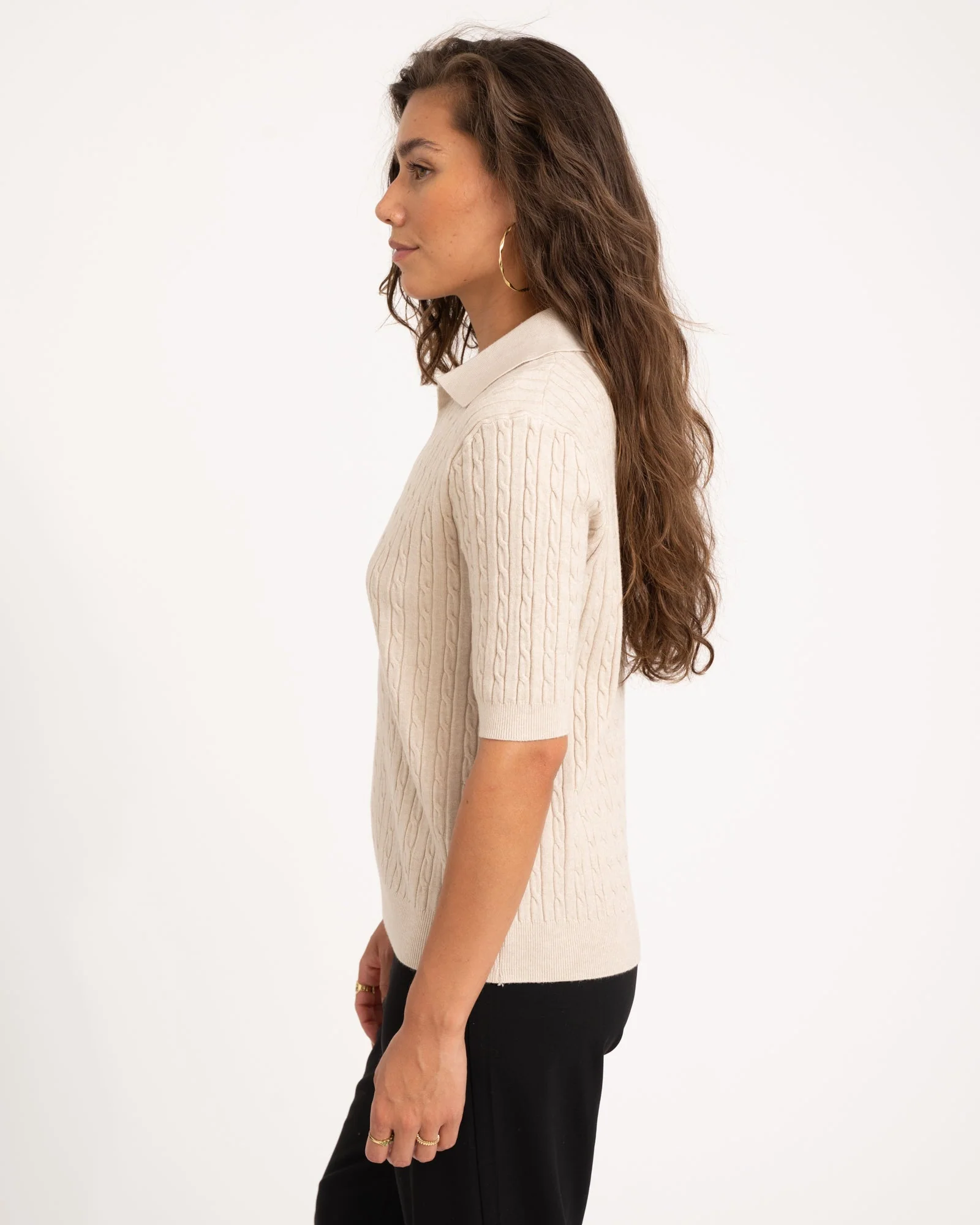 TILTIL Pelle Polo Knit Beige One Size - Image 3