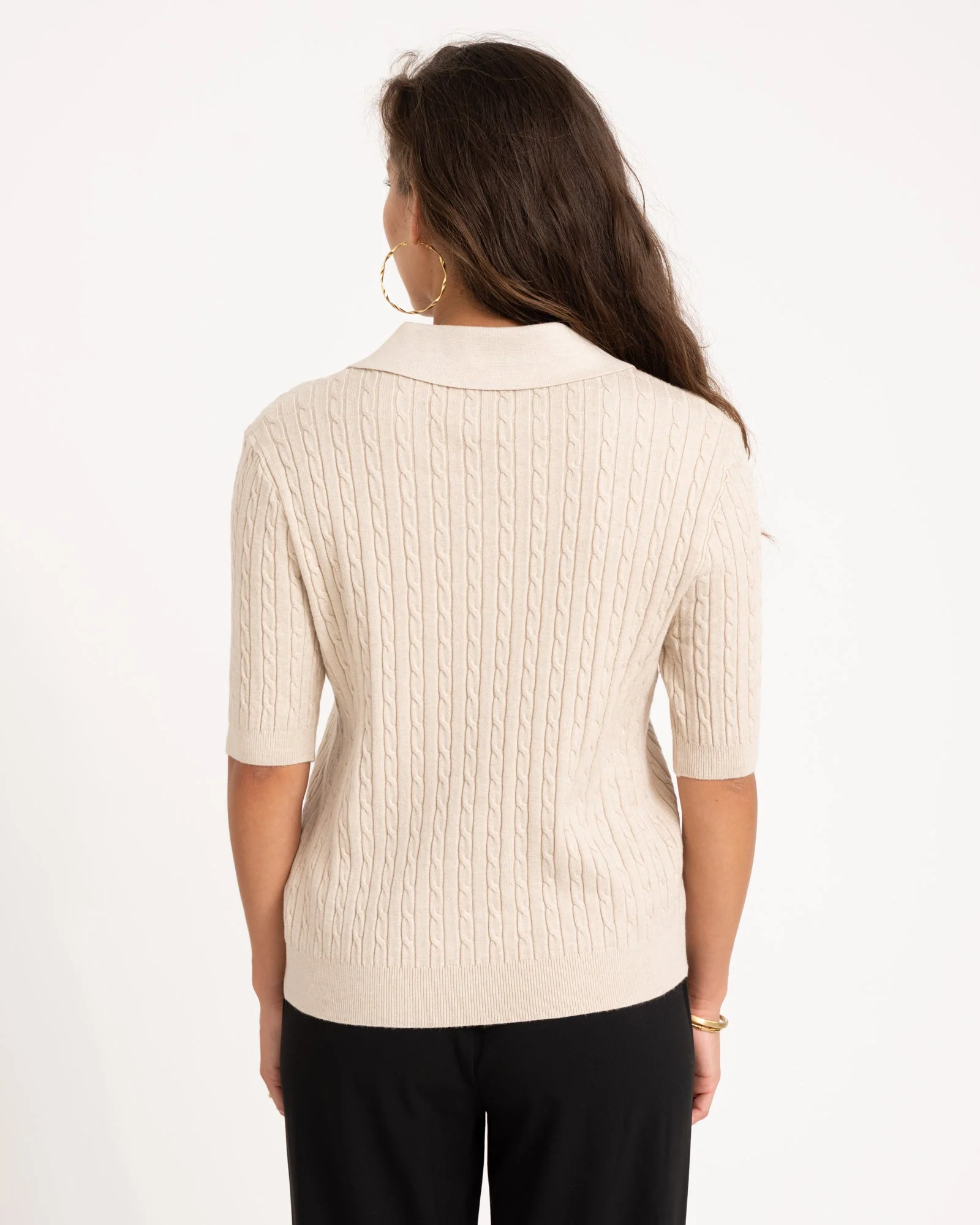 TILTIL Pelle Polo Knit Beige One Size - Image 4
