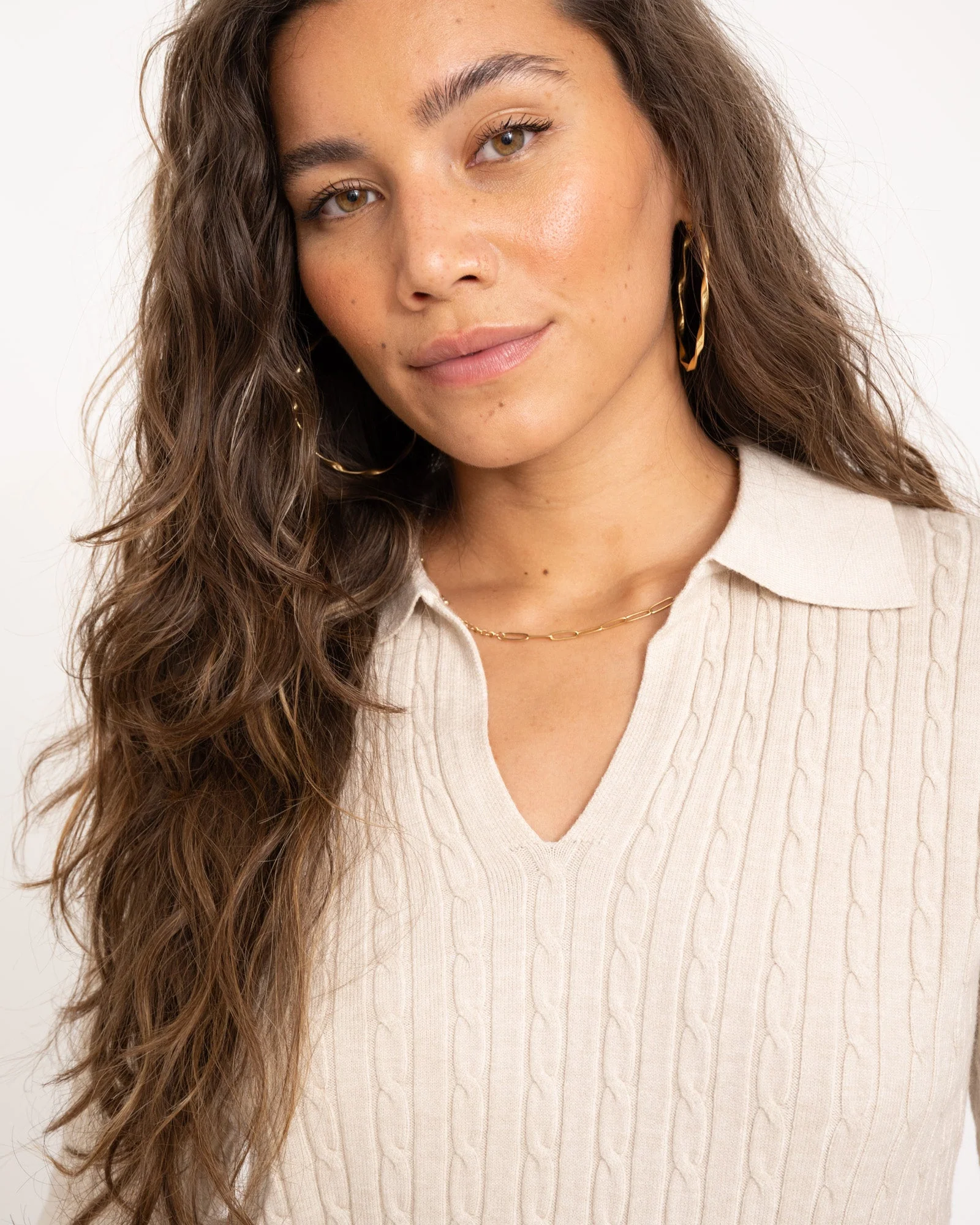 TILTIL Pelle Polo Knit Beige One Size - Image 5