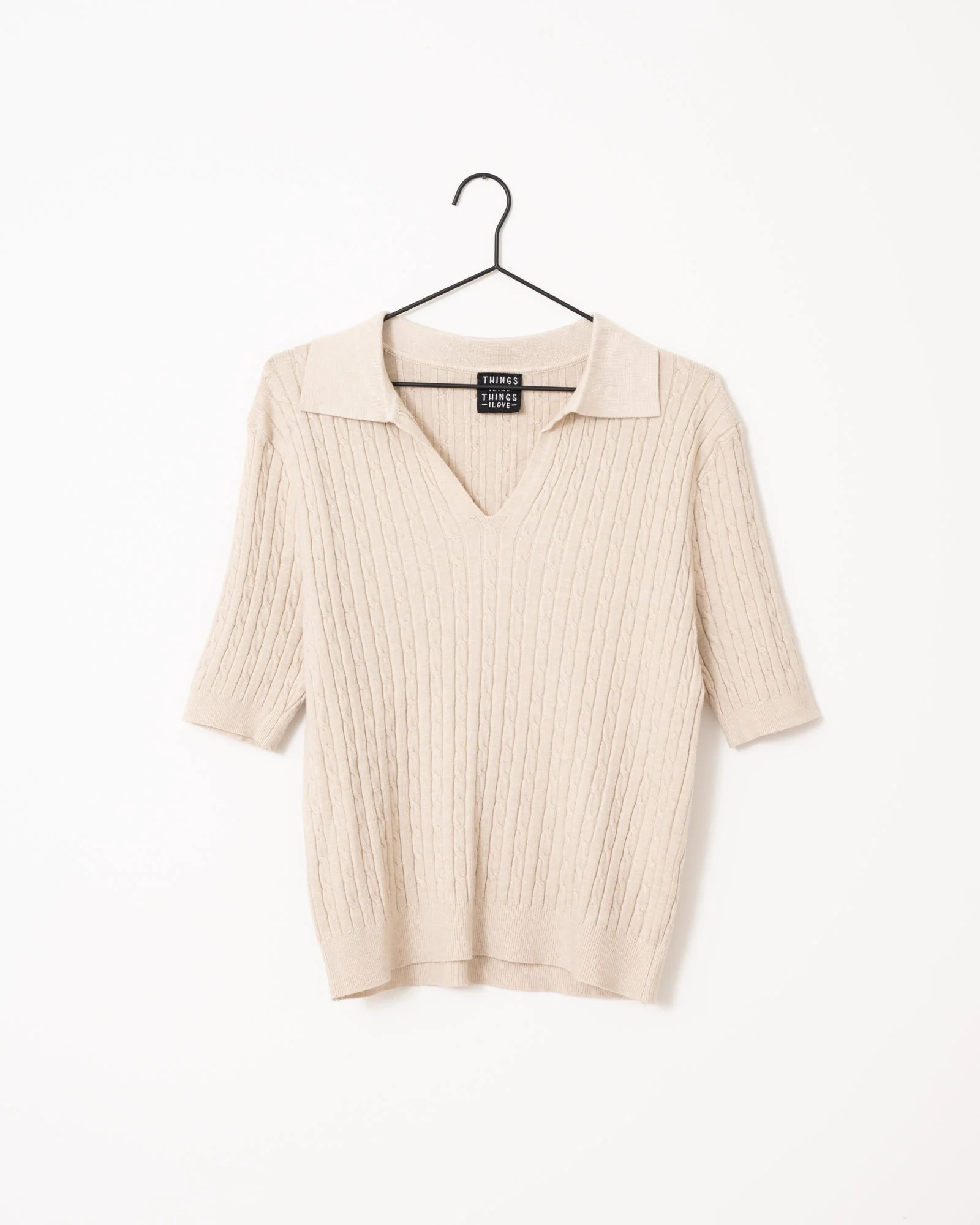 TILTIL Pelle Polo Knit Beige One Size - Image 6