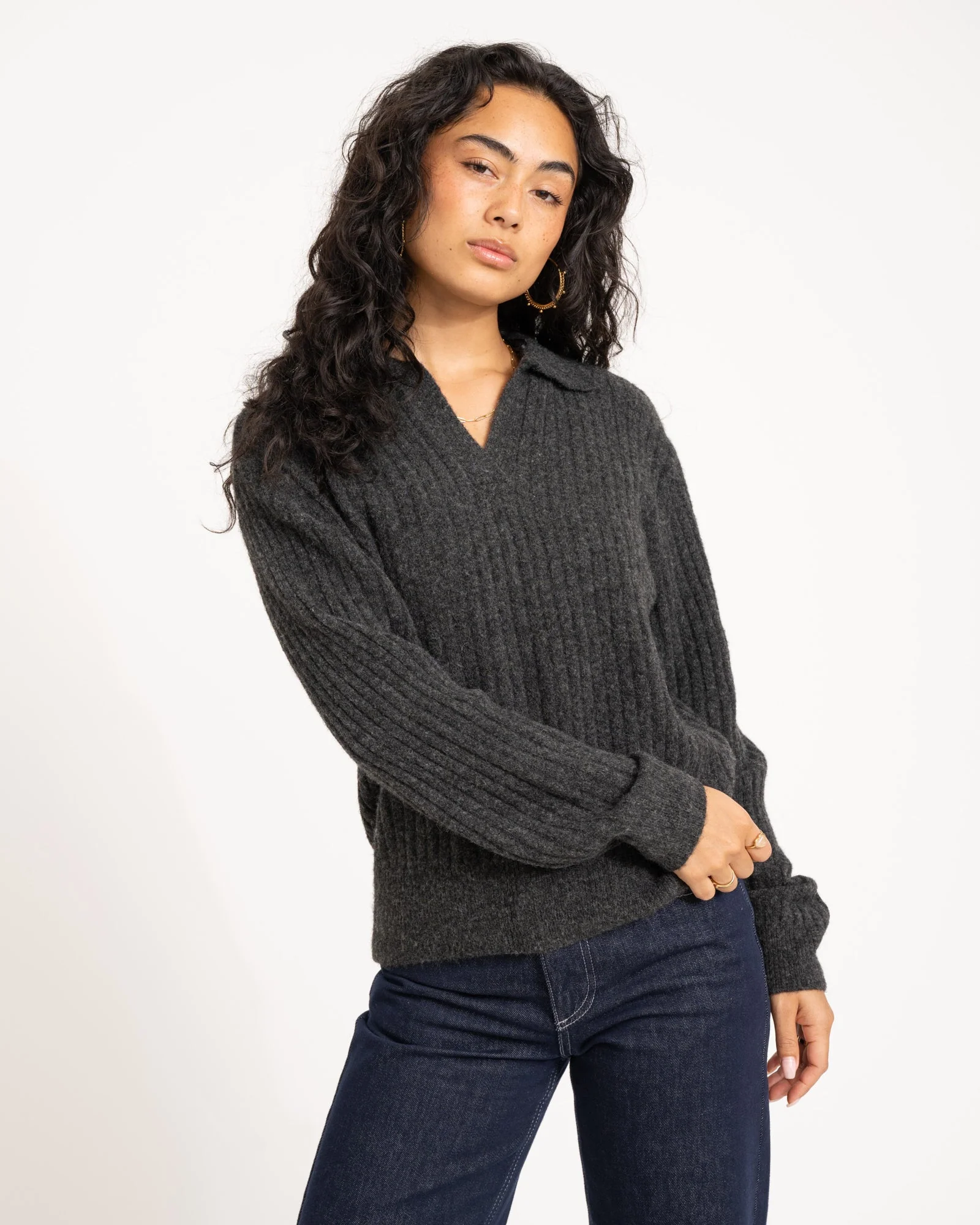 TILTIL Pero Polo Knit Grey Melange