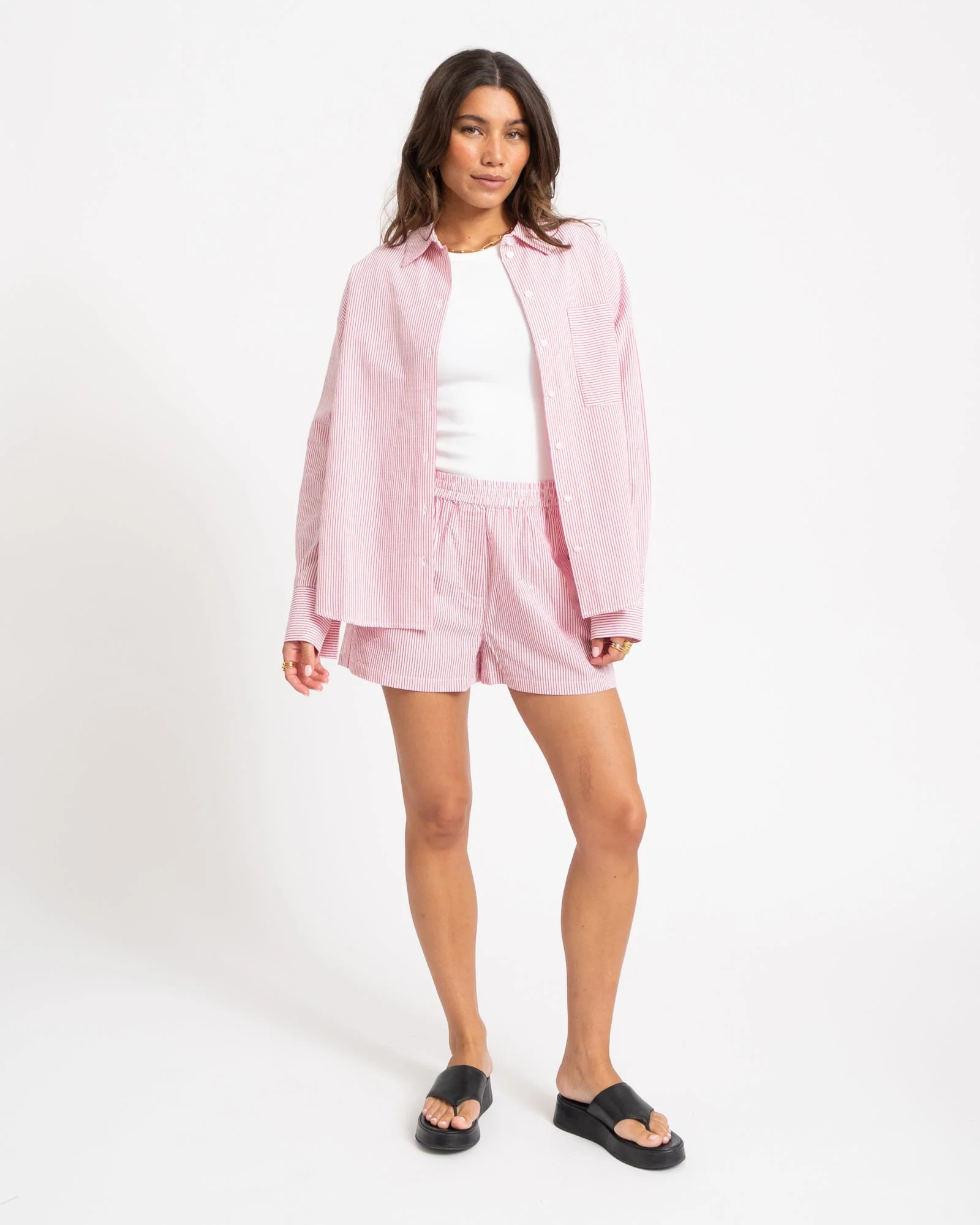 TILTIL Pippa Seersucker Shirt Red
