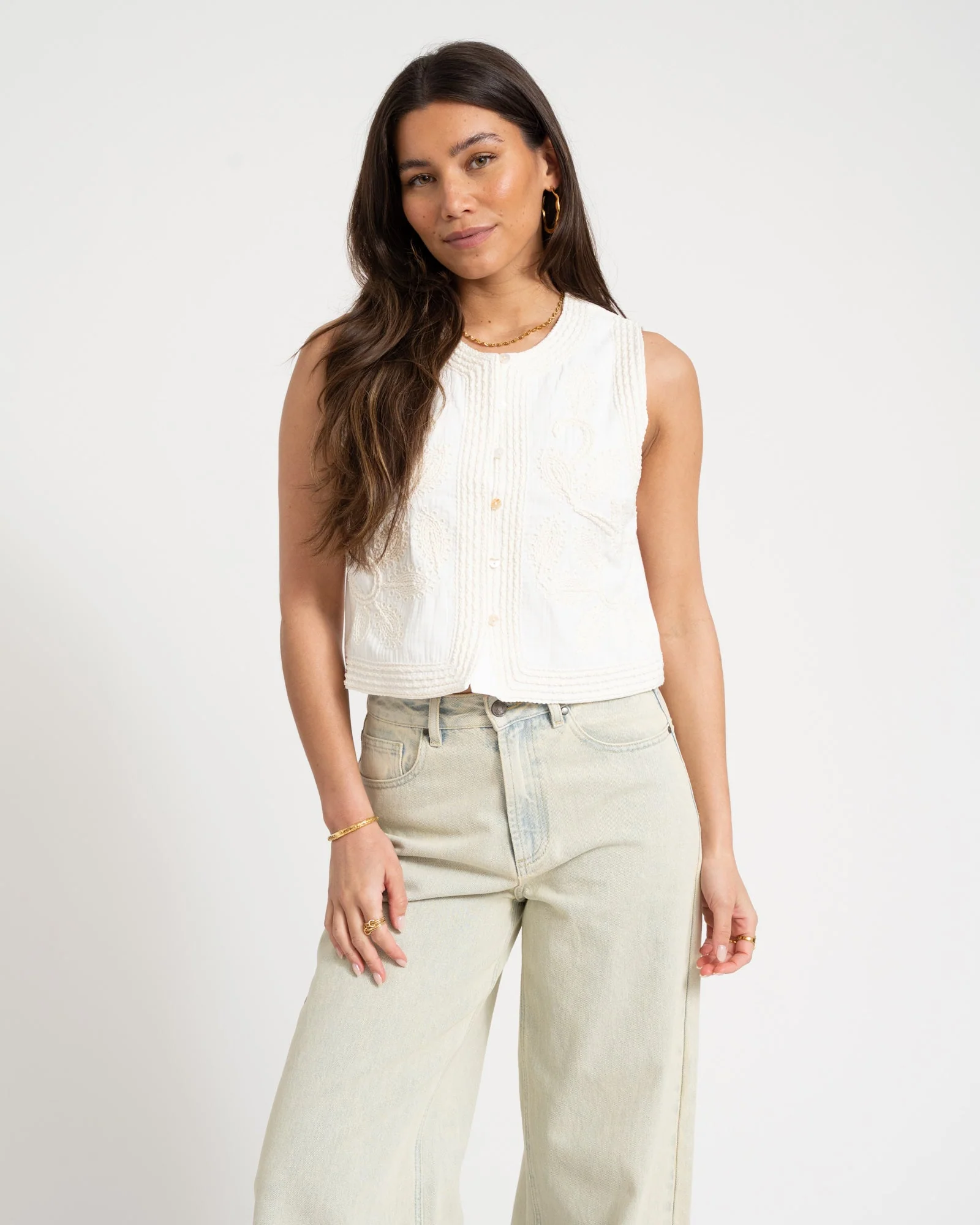 TILTIL Polly Gilet Embroidery Off-white