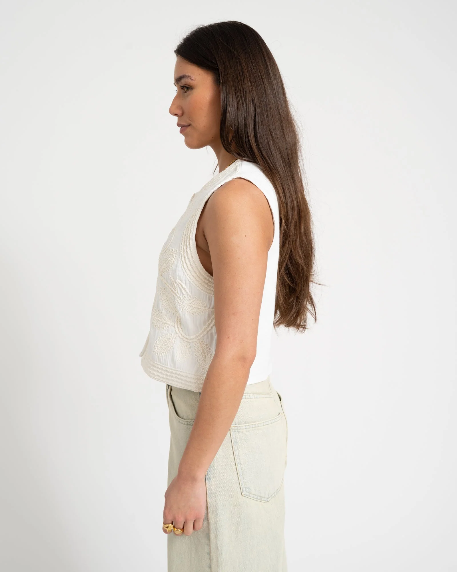 TILTIL Polly Gilet Embroidery Off-white - Image 3