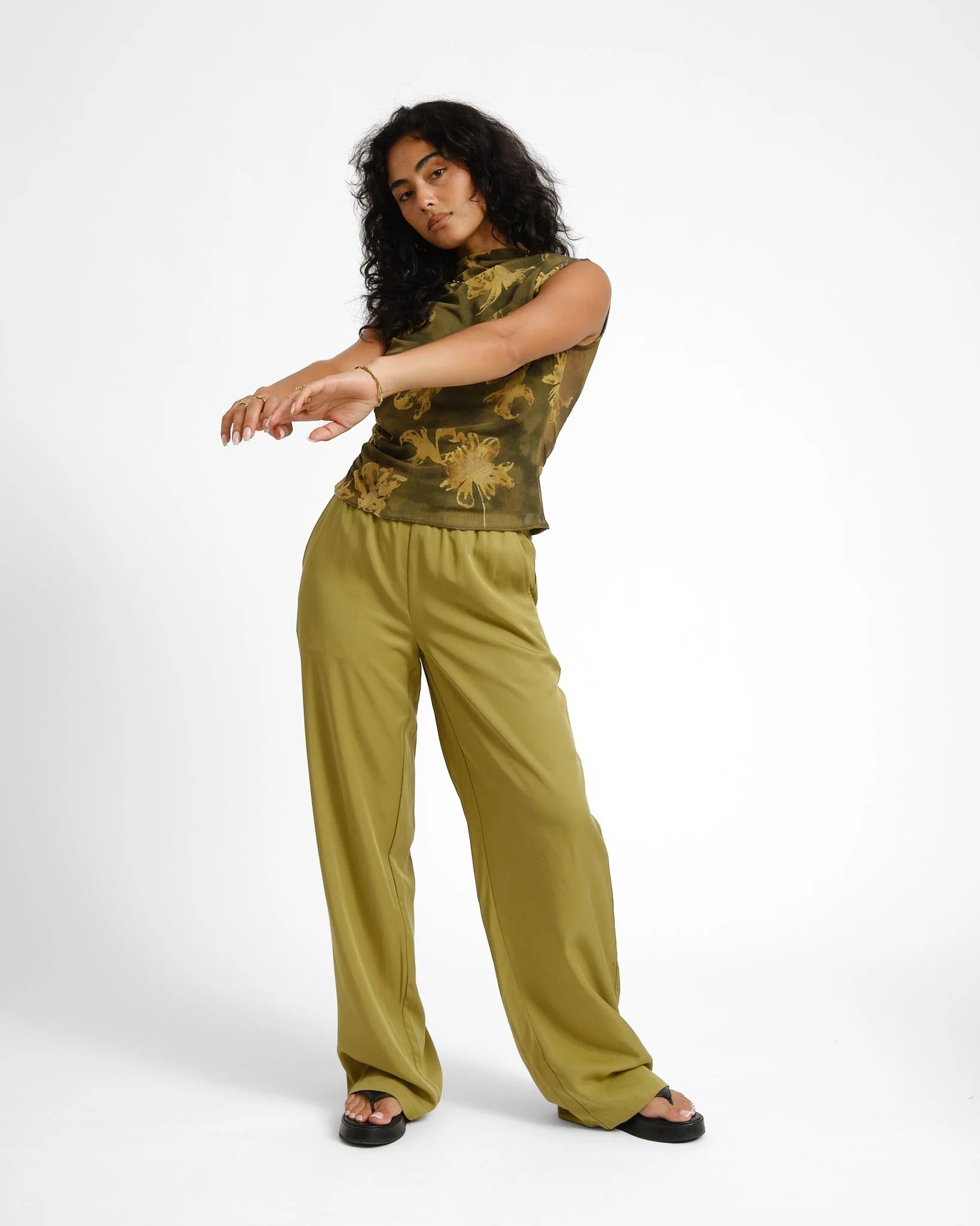 TILTIL Rody Mesh Top Flower Green - Image 2