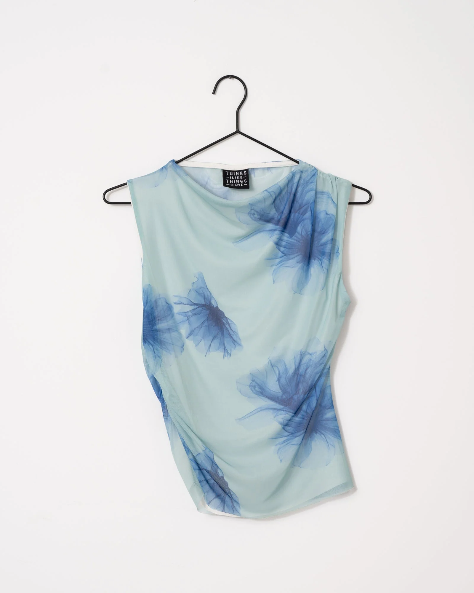 TILTIL Rody Mesh Top Turquoise Flower - Image 7