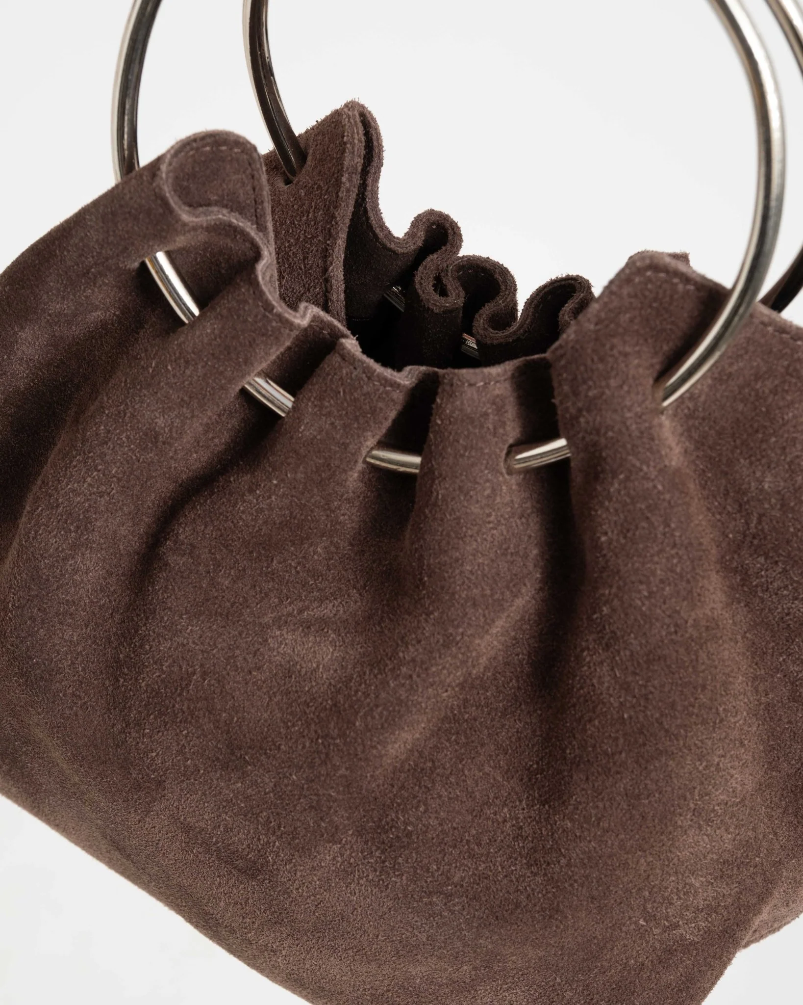 TILTIL Ruched Circle Bag Suede Brown - Image 5