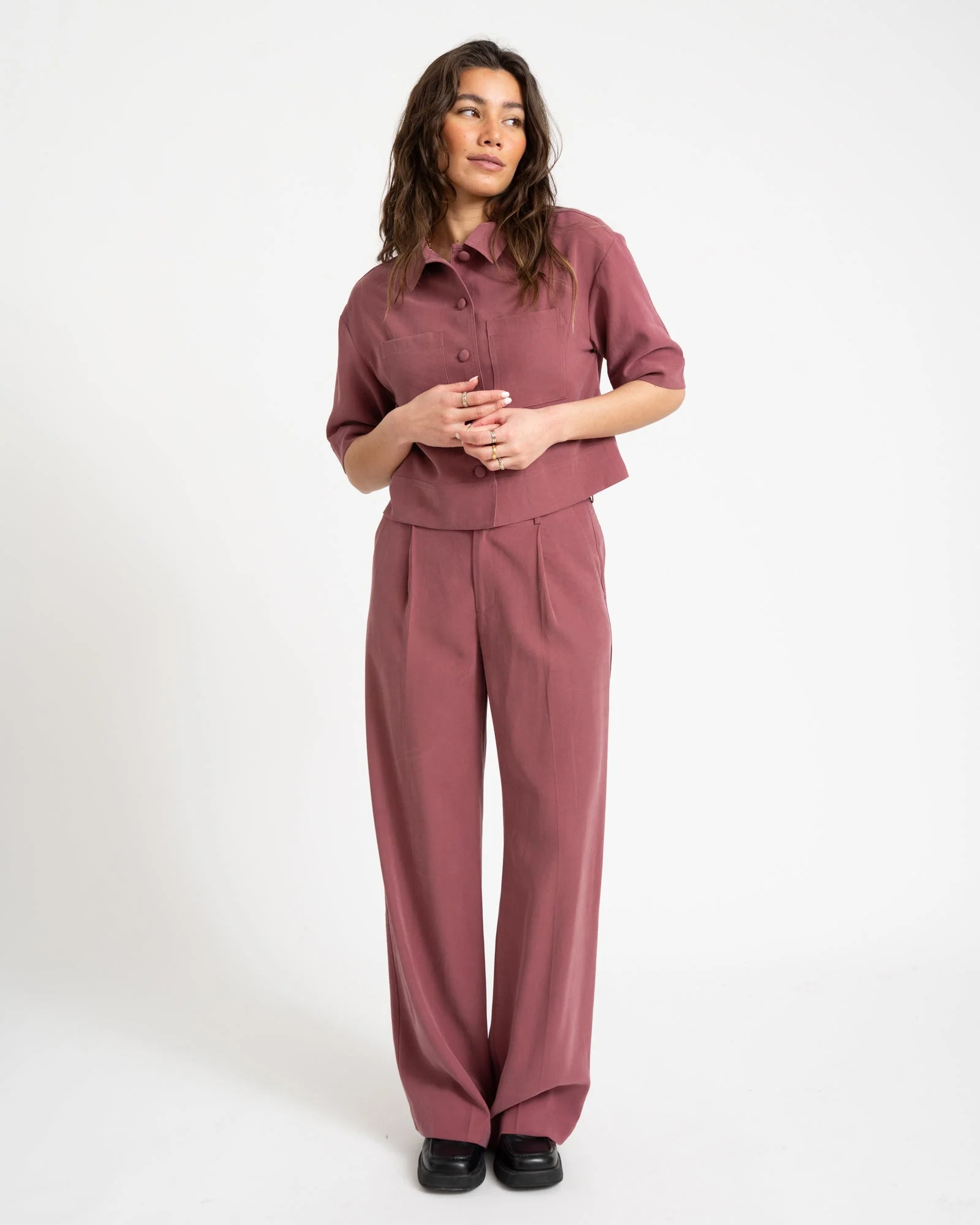 TILTIL Sanne Rayon Pantalon Aubergine - Image 3