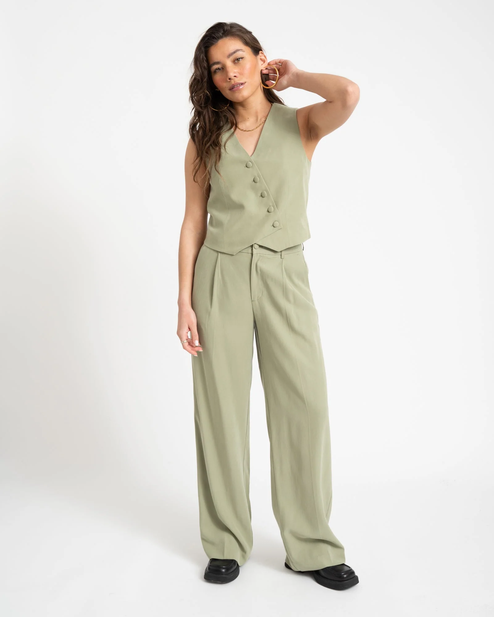 TILTIL Sanne Rayon Pantalon Sage - Image 3