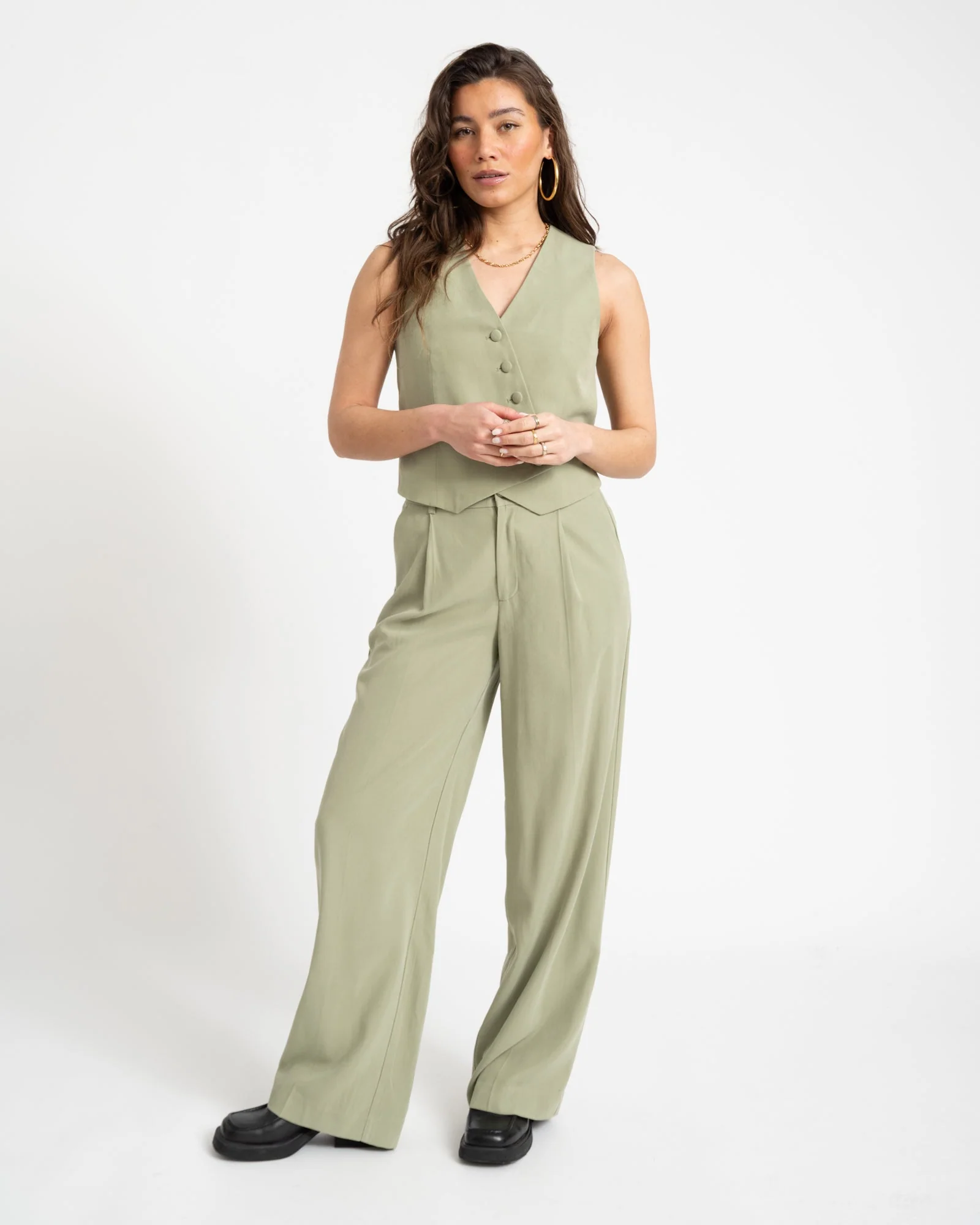 TILTIL Sanne Rayon Pantalon Sage - Image 4