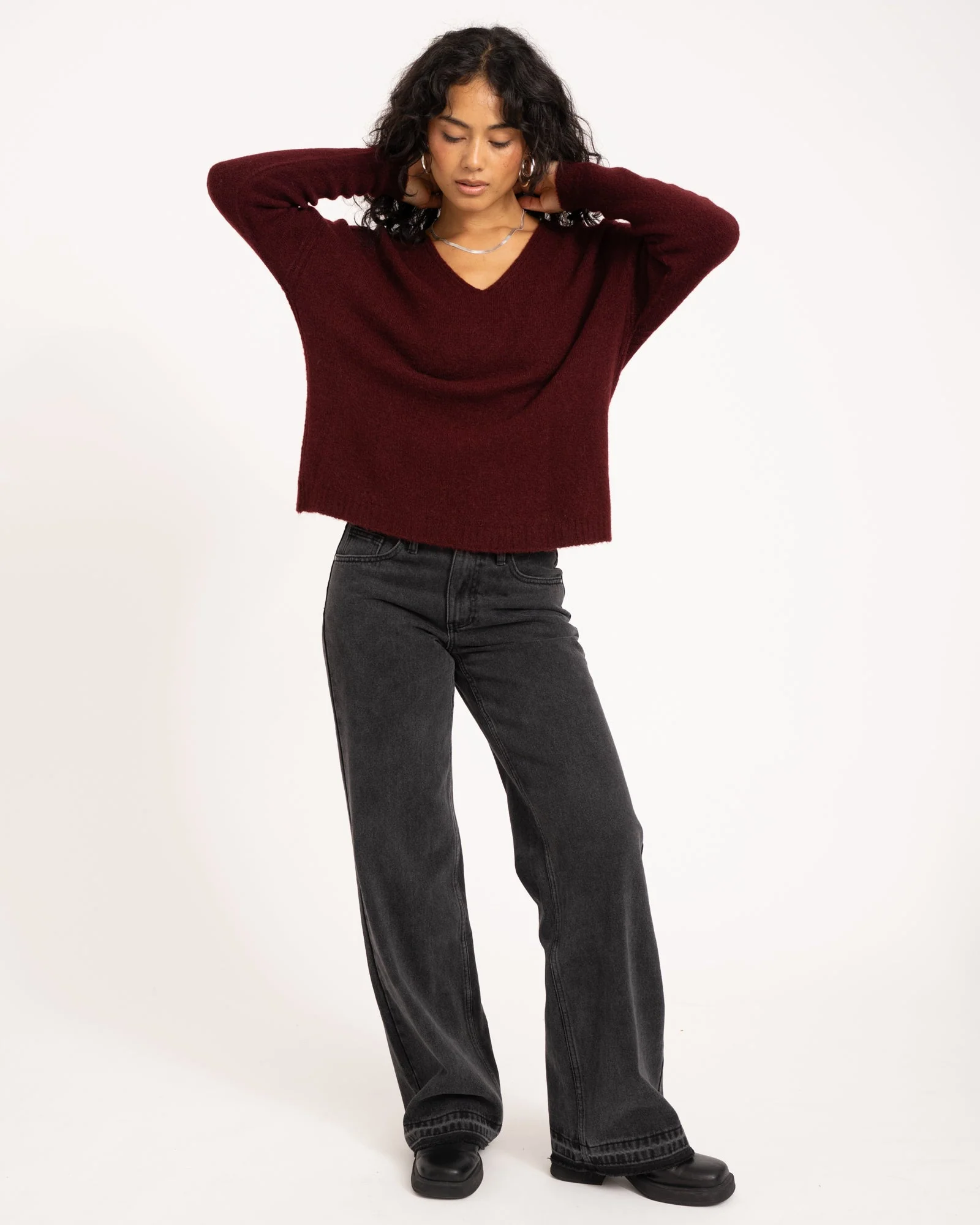 TILTIL Sapha V-neck Knit Bordeaux One Size - Image 3