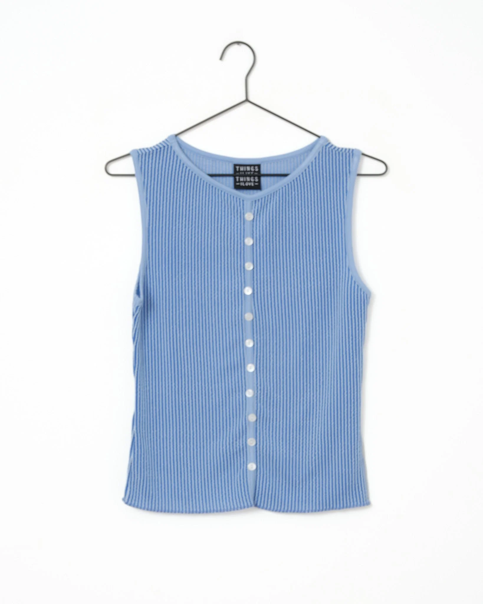 TILTIL Striped Fonna Button Top Blue - Image 8